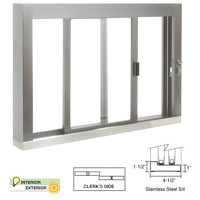 CRL Standard Size Self-Closing Deluxe Service Window Unglazed with S.S.Step-Sill