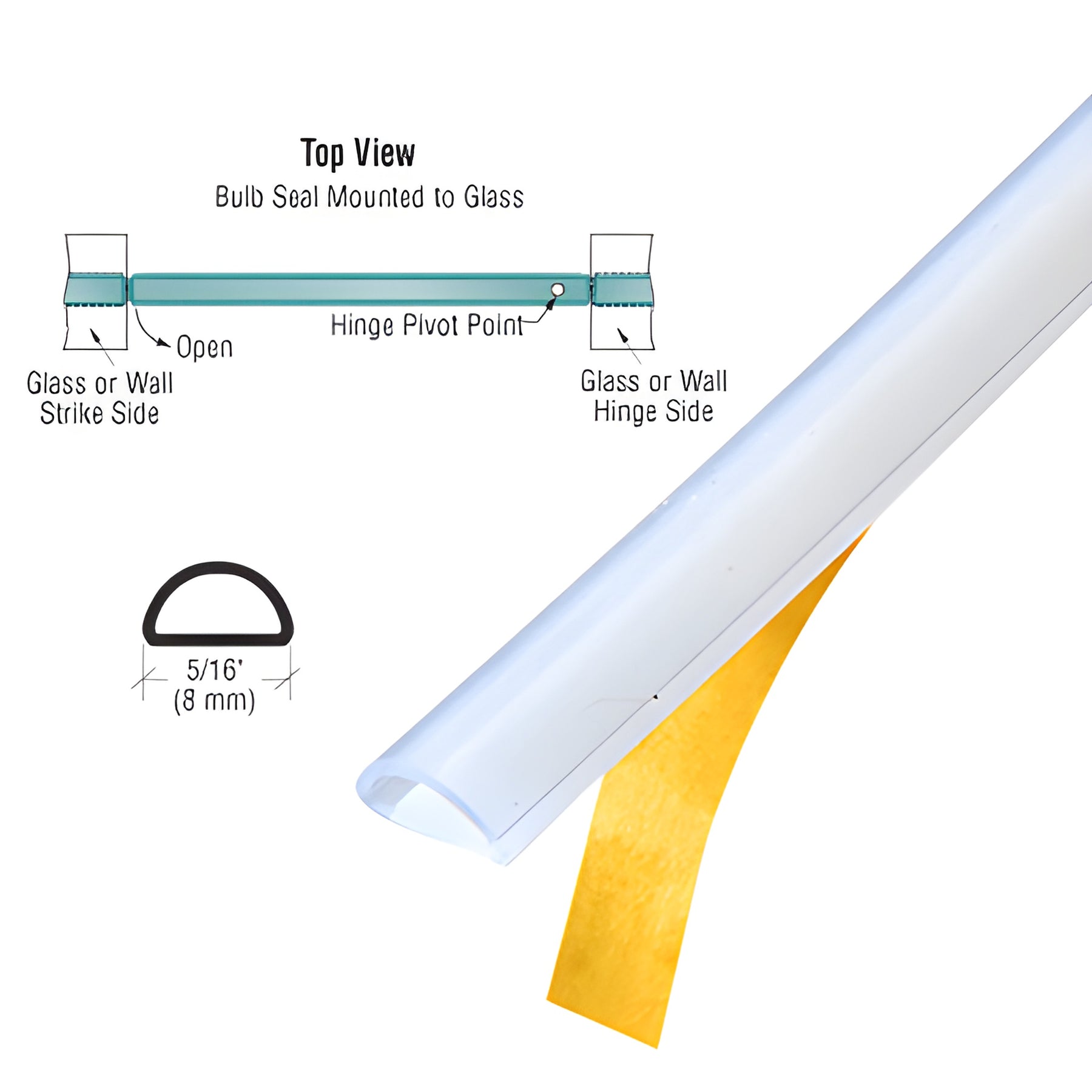 CRL Translucent Silicone Bulb Seal With Pre-Applied Tape