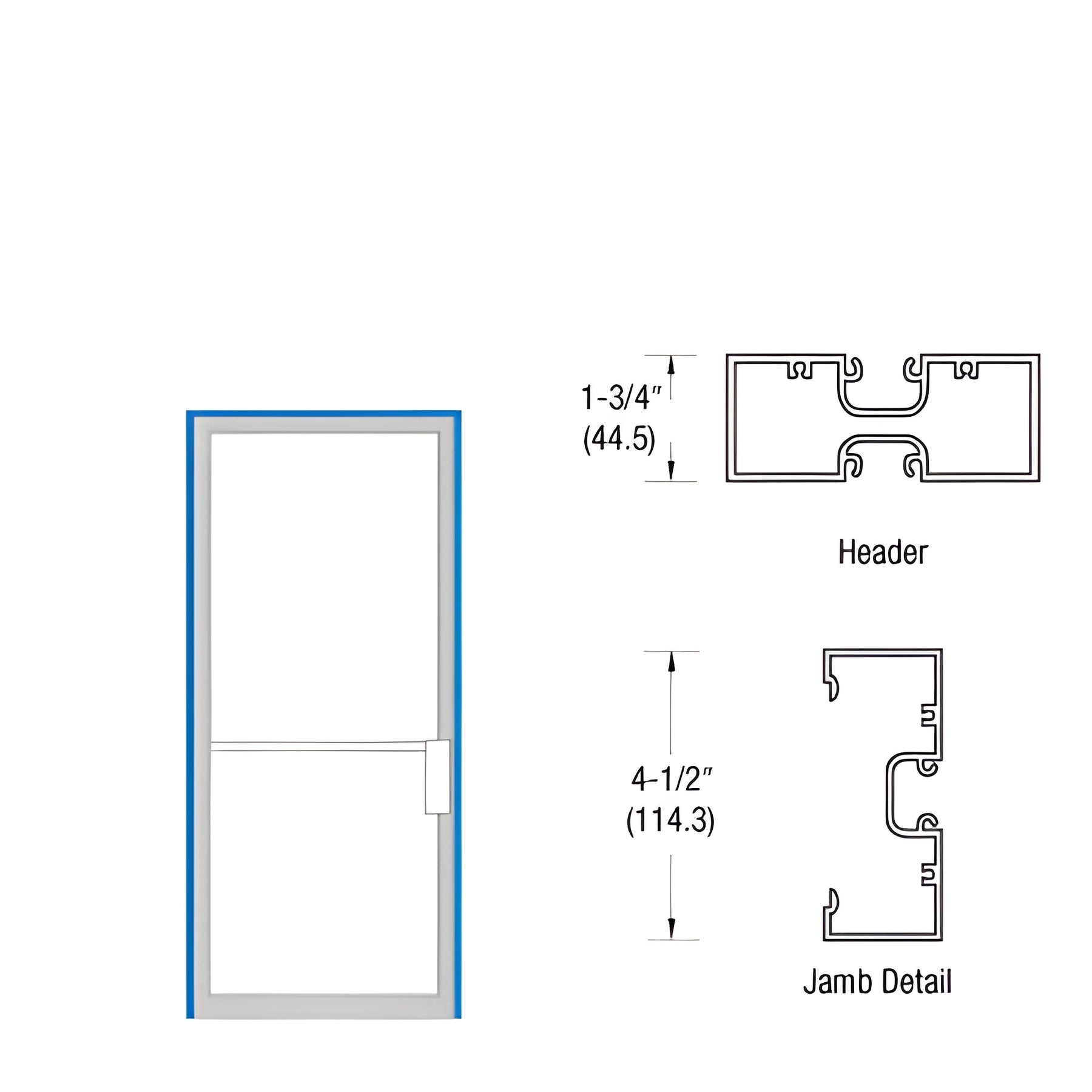CRL-U.S. Aluminum 1-3/4" x 4-1/2" Up and Over Butt Hung Non Impact Frame for 36" x 84" Door Opening MS Lock Right Hand Swing Bronze Black Anodized