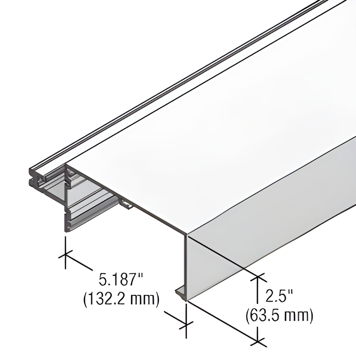 CRL-U.S. Aluminum 5-1/4" Open Back Roll Under Horizontal Mullion for StormWall XL, Clear Anodized Class 1