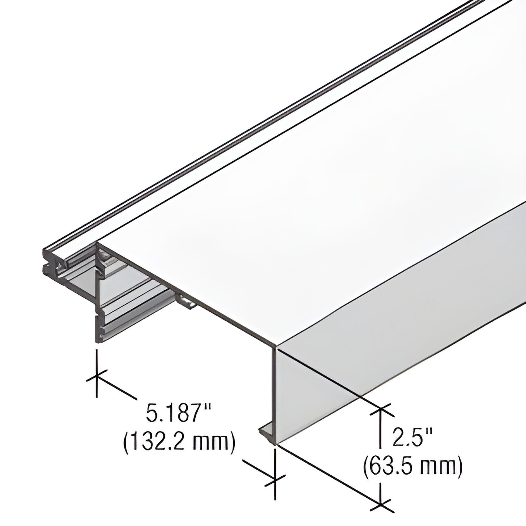 CRL-U.S. Aluminum 5-1/4" Open Back Roll Under Horizontal Mullion for StormWall XL, Clear Anodized Class 1