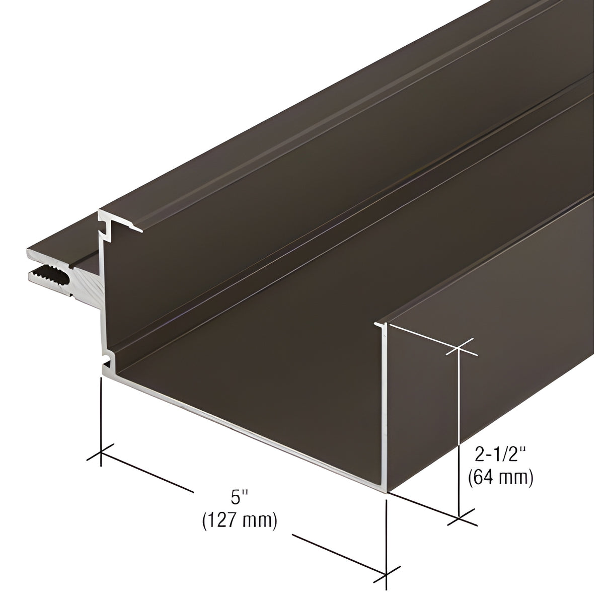 CRL-U.S. Aluminum 5" Open Back Horizontal Mullion - 24'-2", Dark Bronze/Black Anodized Class 1