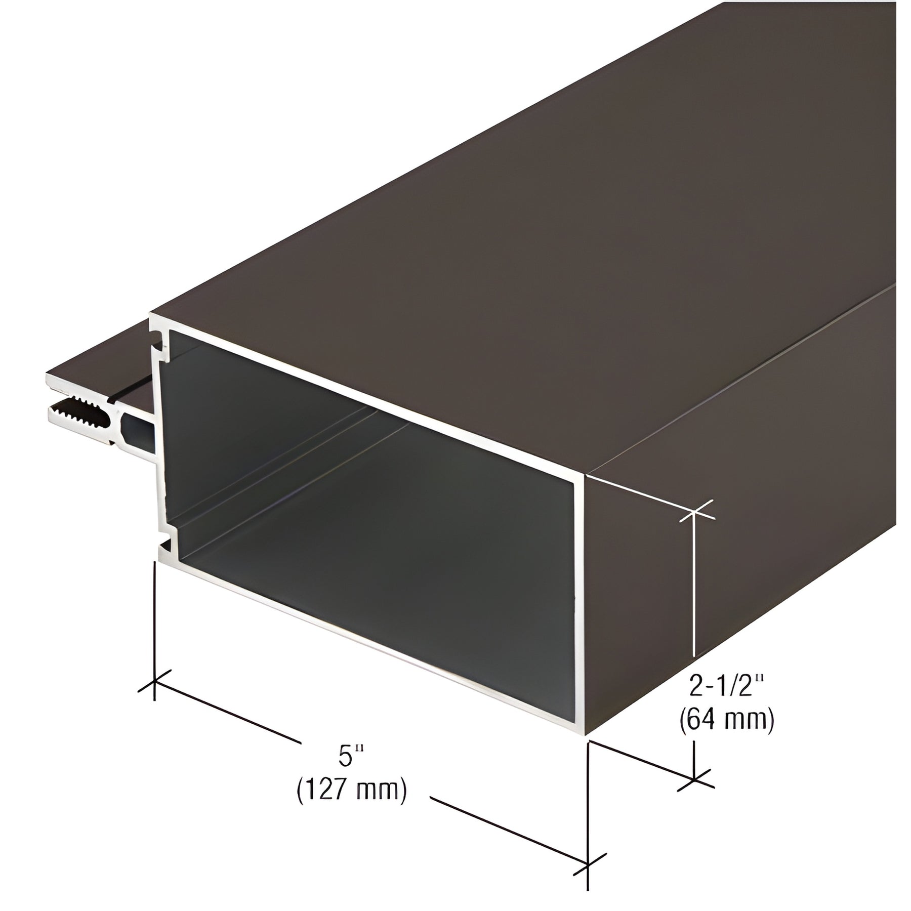 CRL-U.S. Aluminum 5" Vertical/Horizontal Mullion for 1" Glazing, Dark Bronze/Black Anodized Class 1 - 24'-2"