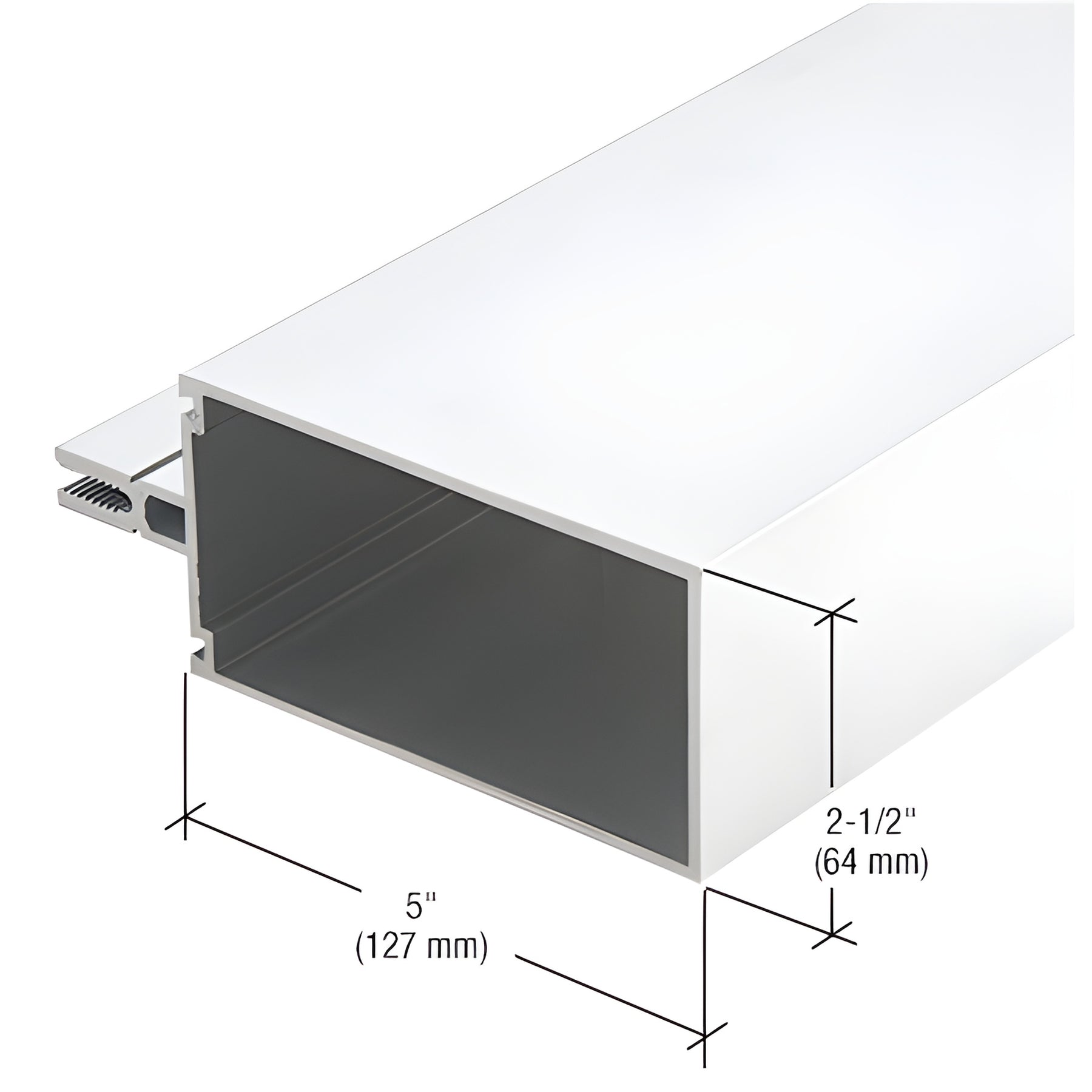 CRL-U.S. Aluminum 5" Vertical/Horizontal Mullion for 1" Glazing, White KYNAR® Paint - 24'-2"