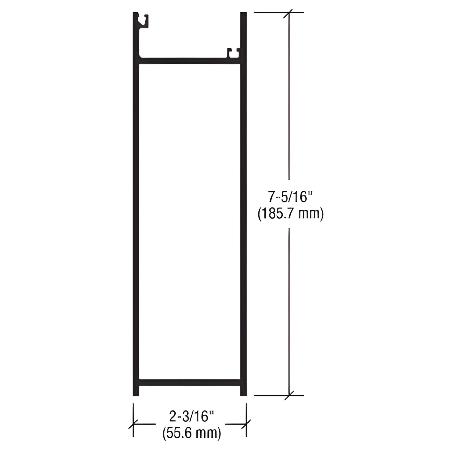 CRL-U.S. Aluminum 7-5/16" Bottom Rail IG600 Door for 1-5/16" Glazing - 21', Clear Anodized Class 1