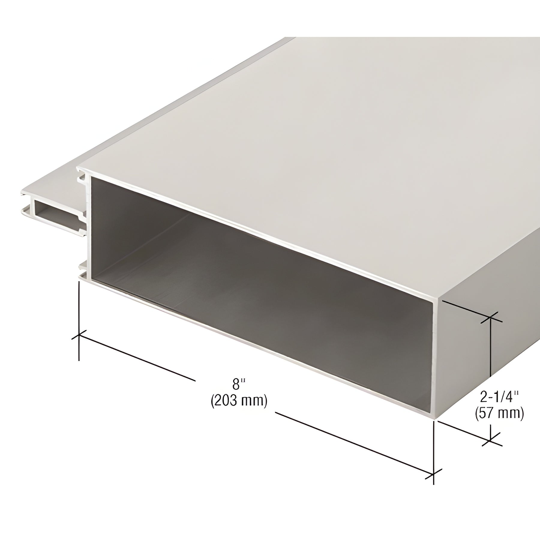 CRL-U.S. Aluminum 8" Captured Glazed Vertical Mullion for 1" Glass, Clear Anodized Class 1 - 24'- 2"