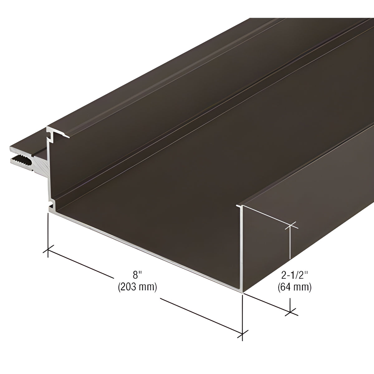 CRL-U.S. Aluminum 8" Open Back Horizontal Mullion, Dark Bronze/Black Anodized Class 1 - 24'-2"