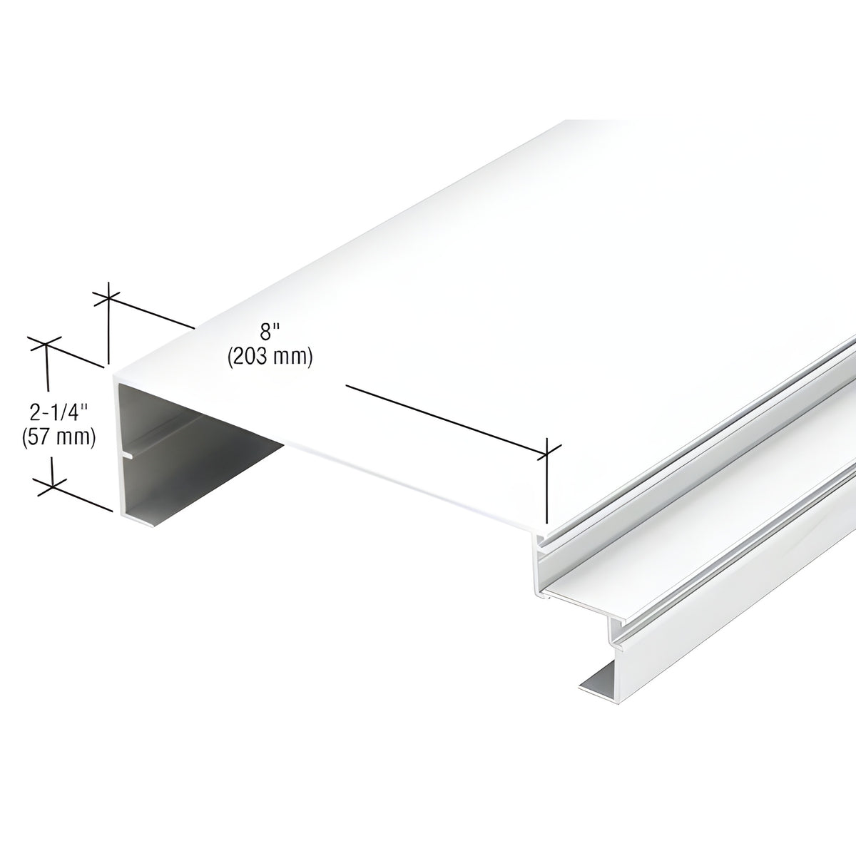 CRL-U.S. Aluminum 8" Sill Mullion for Shear Block Assembly, White KYNAR® Paint, 1" Glass, 24'-2"