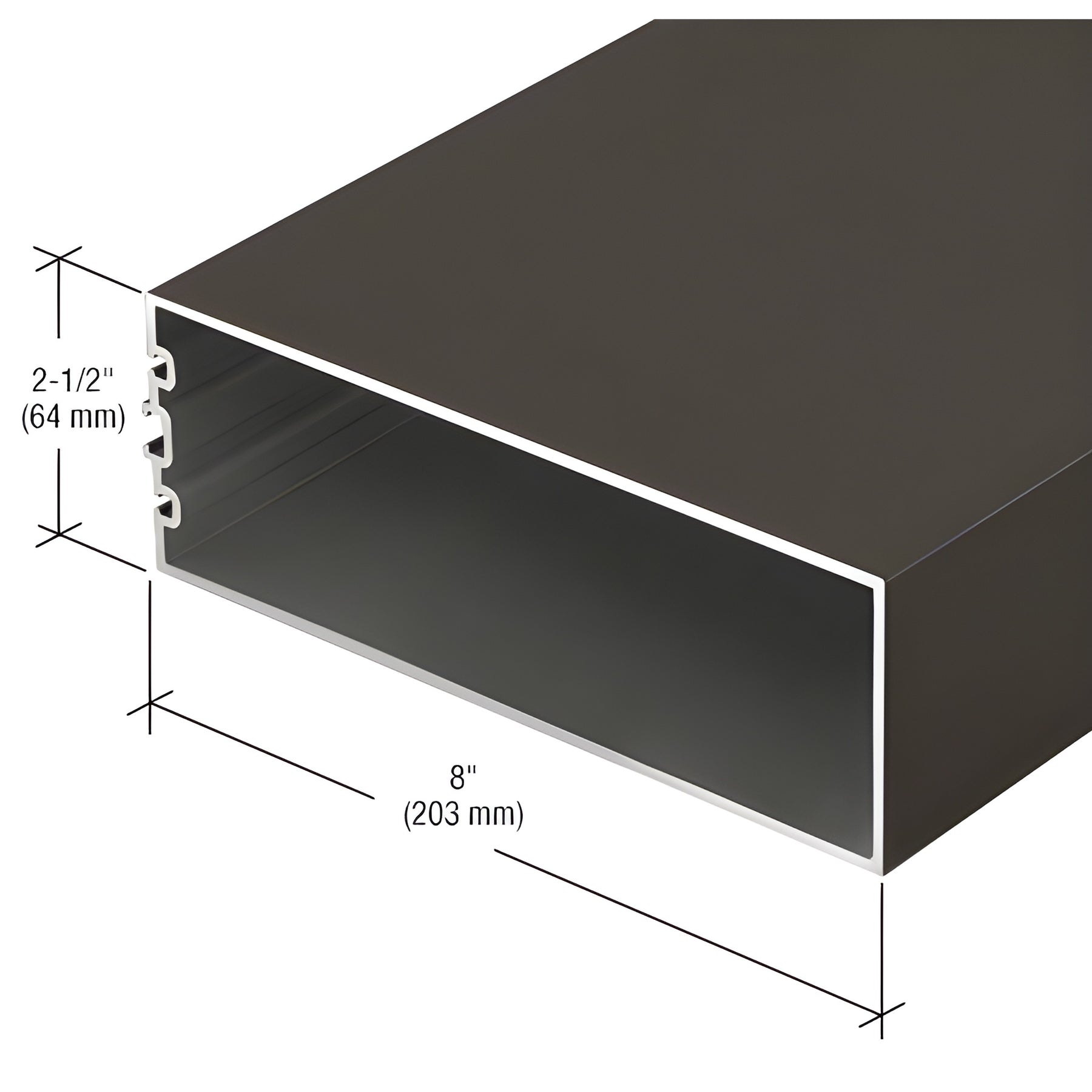 CRL-U.S. Aluminum 8" Structural Silicone Glazed Vertical Mullion, Bronze Black Anodized - 24'-2"