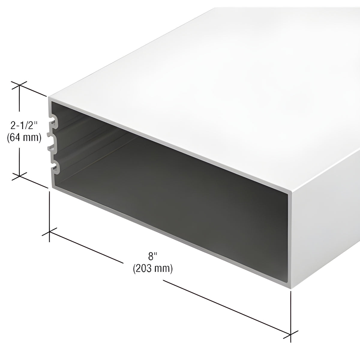 CRL-U.S. Aluminum 8" Structural Silicone Glazed Vertical Mullion, White KYNAR® Paint - 24'-2"