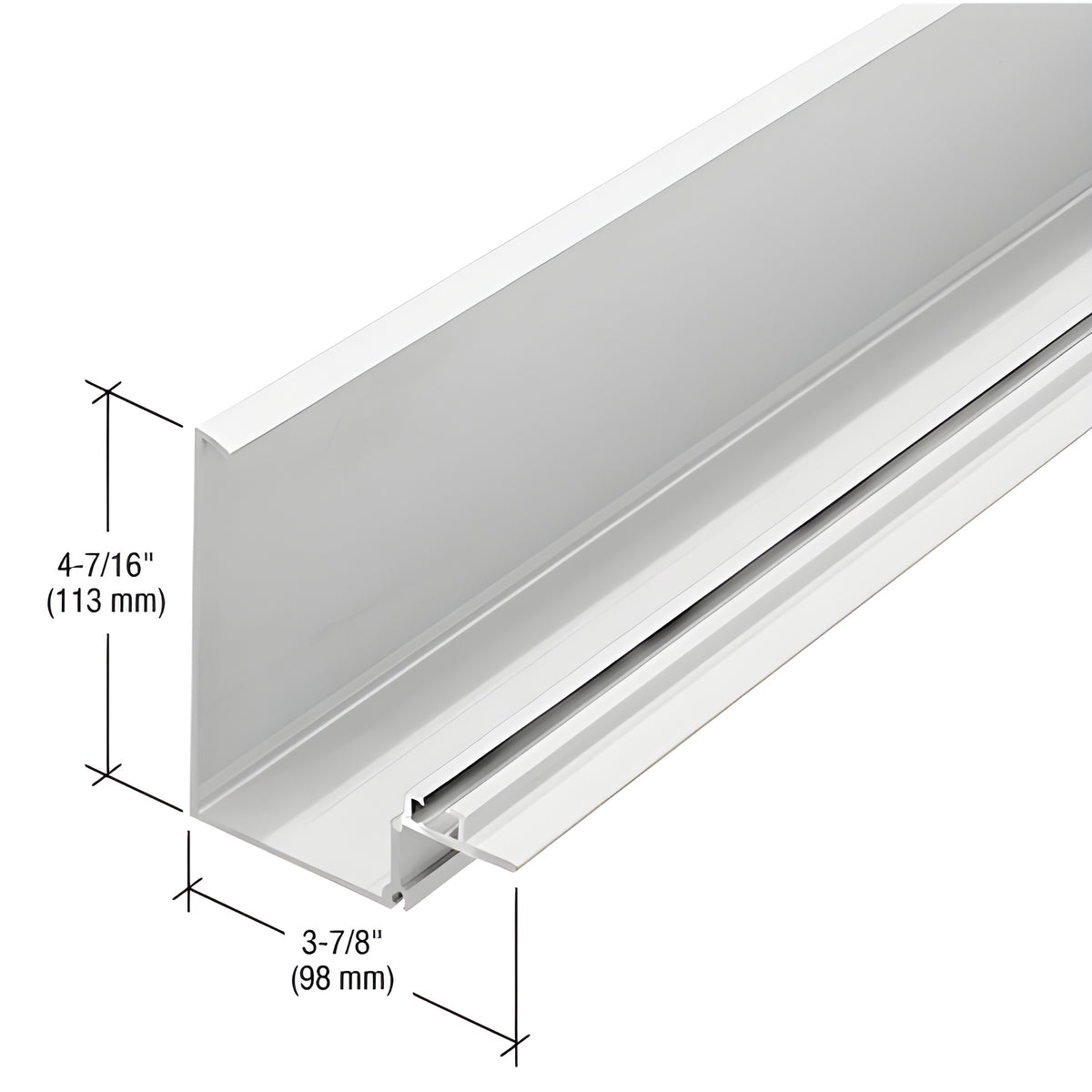 CRL-U.S. Aluminum 90 Degree Inside Corner Half Section, White KYNAR® Paint - 24'-2"