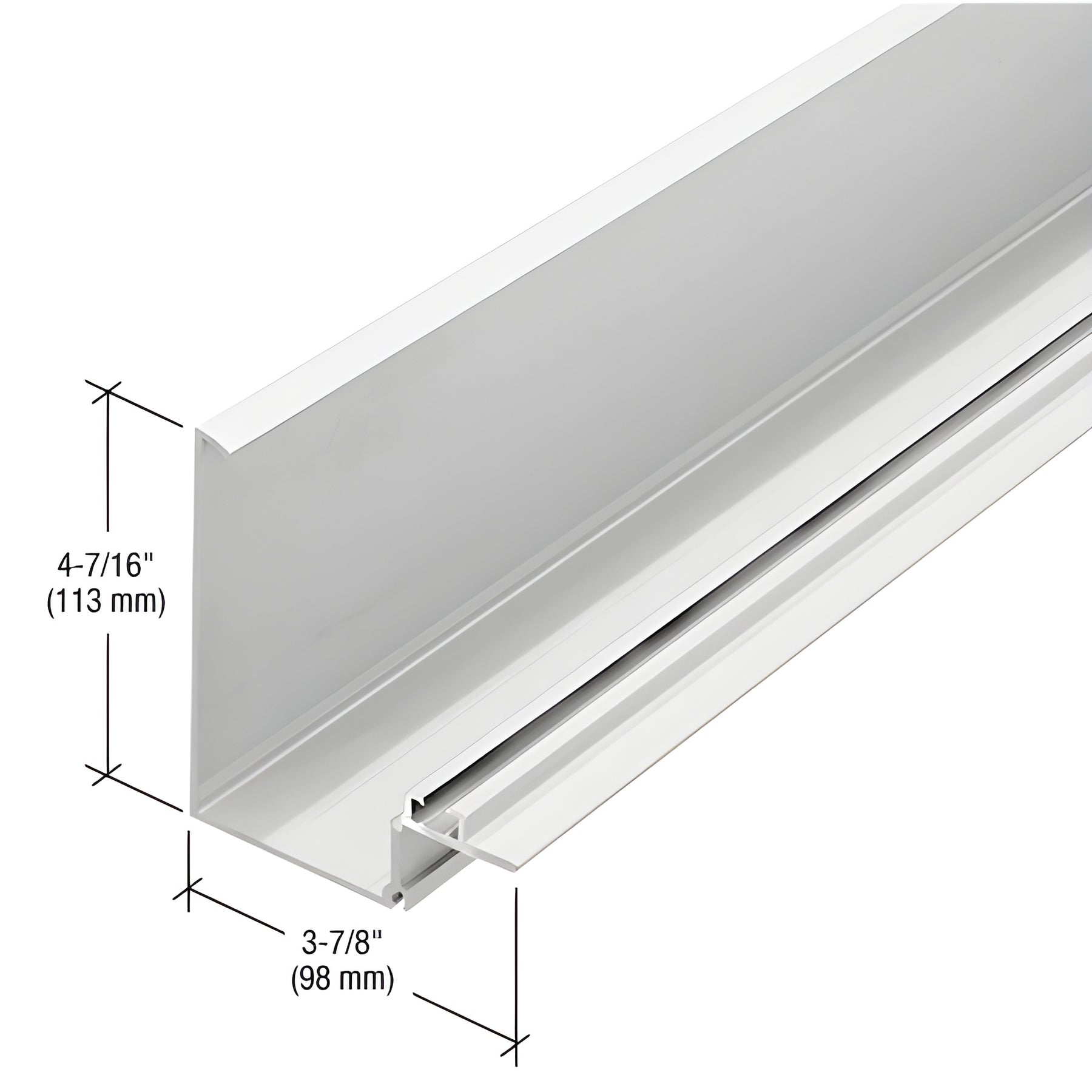 CRL-U.S. Aluminum 90 Degree Inside Corner Half Section, White KYNAR® Paint - 24'-2"