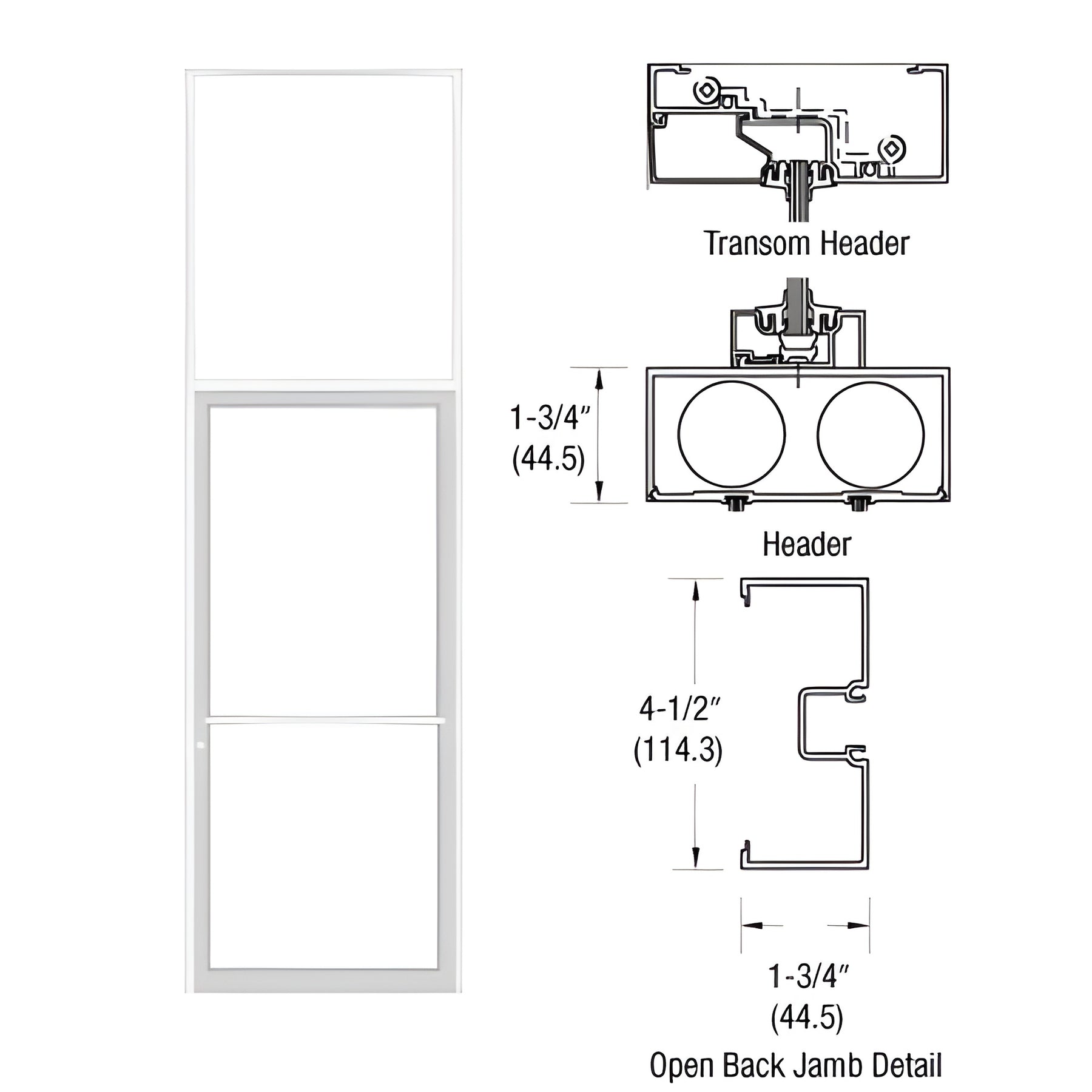 CRL-U.S. Aluminum Bone White KYNAR® Paint 39-1/2" x 126" Series 450 Open Back Center Hung Transom Frame Complete (1FT)