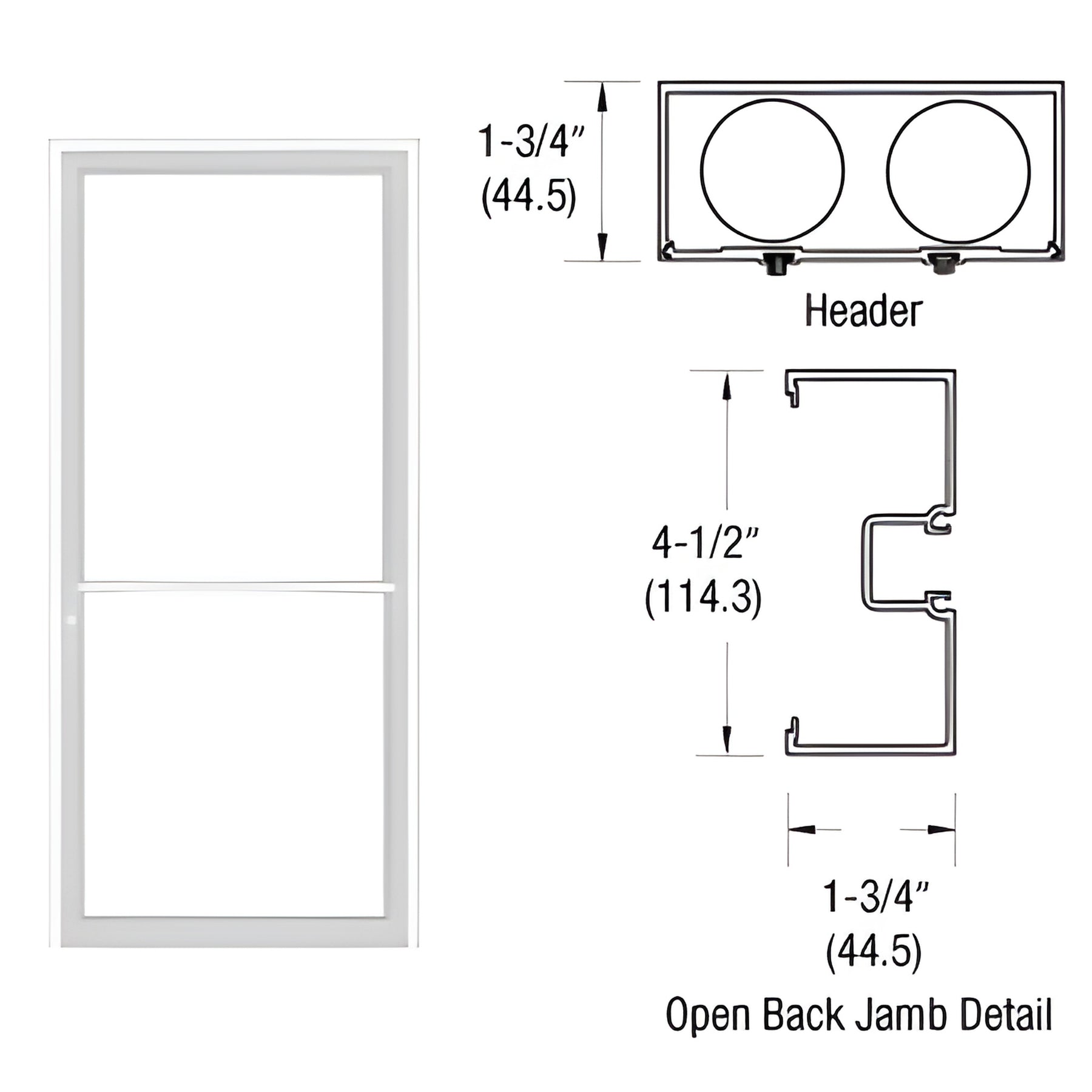 CRL-U.S. Aluminum Bone White KYNAR® Paint 39-1/2" x 85-3/4" Series 450 Open Back Center Hung Up and Over Frame Complete (1F)