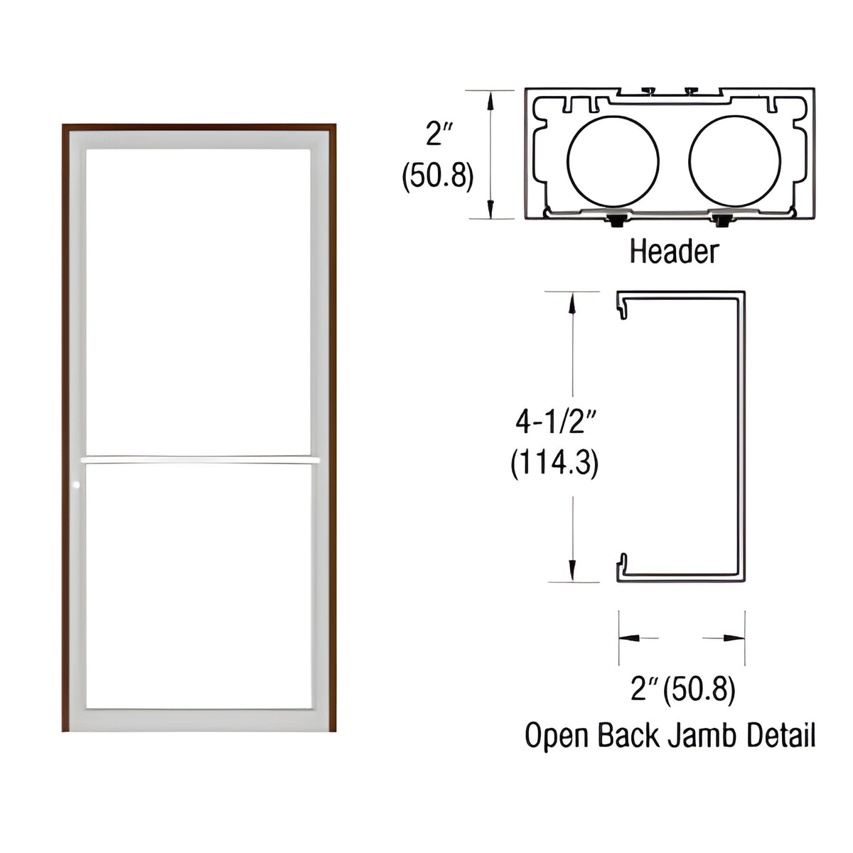 CRL-U.S. Aluminum Bronze Anodized 40" x 86" Series 451 Open Back Center Hung Up and Over Frame Complete (1F)