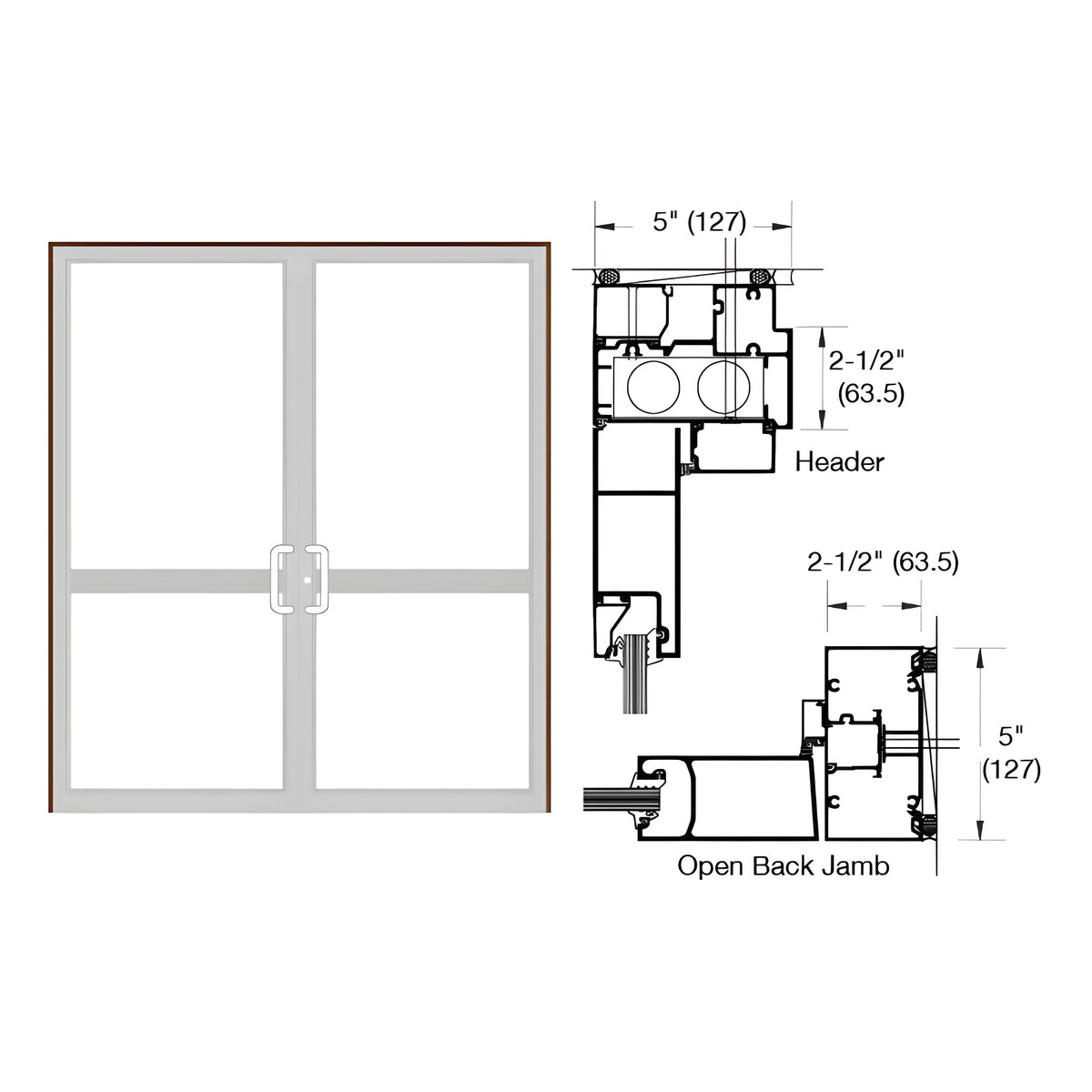 CRL-U.S. Aluminum Bronze Anodized IG500 Series Custom Up/Over Door Frame for Butt Hinge, CVR Panic, and Overhead Concealed Closer
