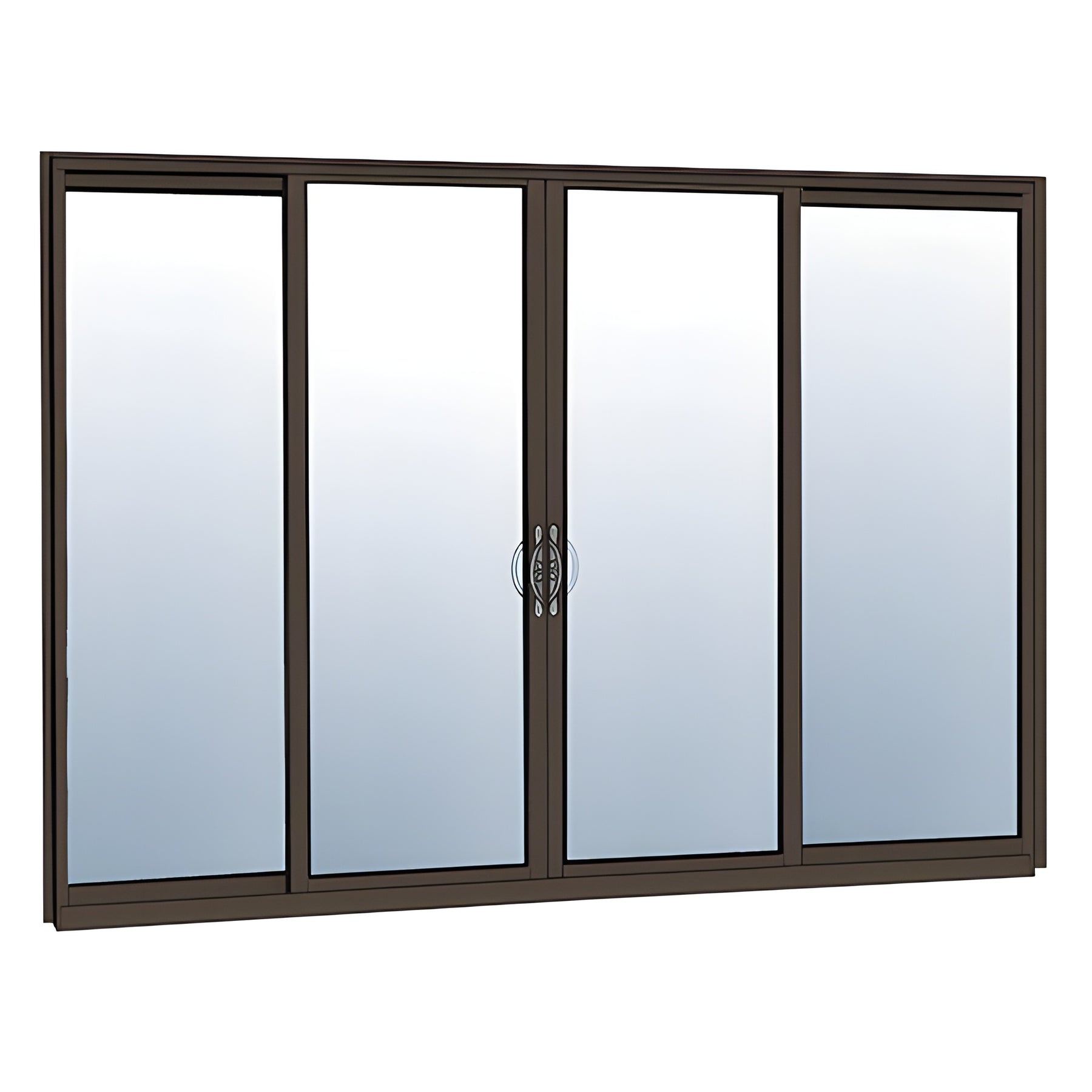 CRL-U.S. Aluminum Bronze Anodized OXXO Sliding Door Thermally Broken Fin Frame Unglazed with Screen