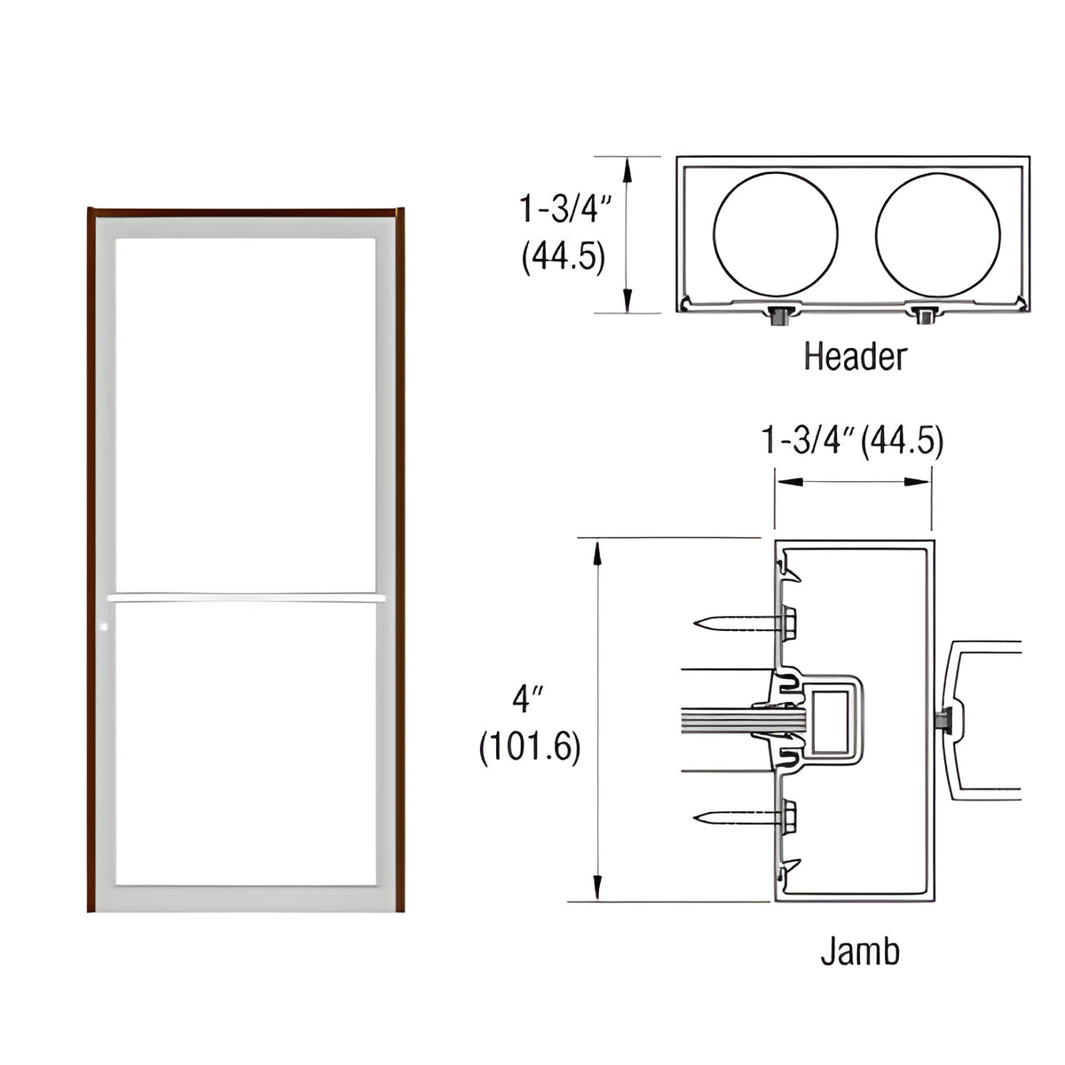 CRL-U.S. Aluminum Bronze Black Anodized 1-3/4" x 4" 400 Series Up and Over Single Door Frame