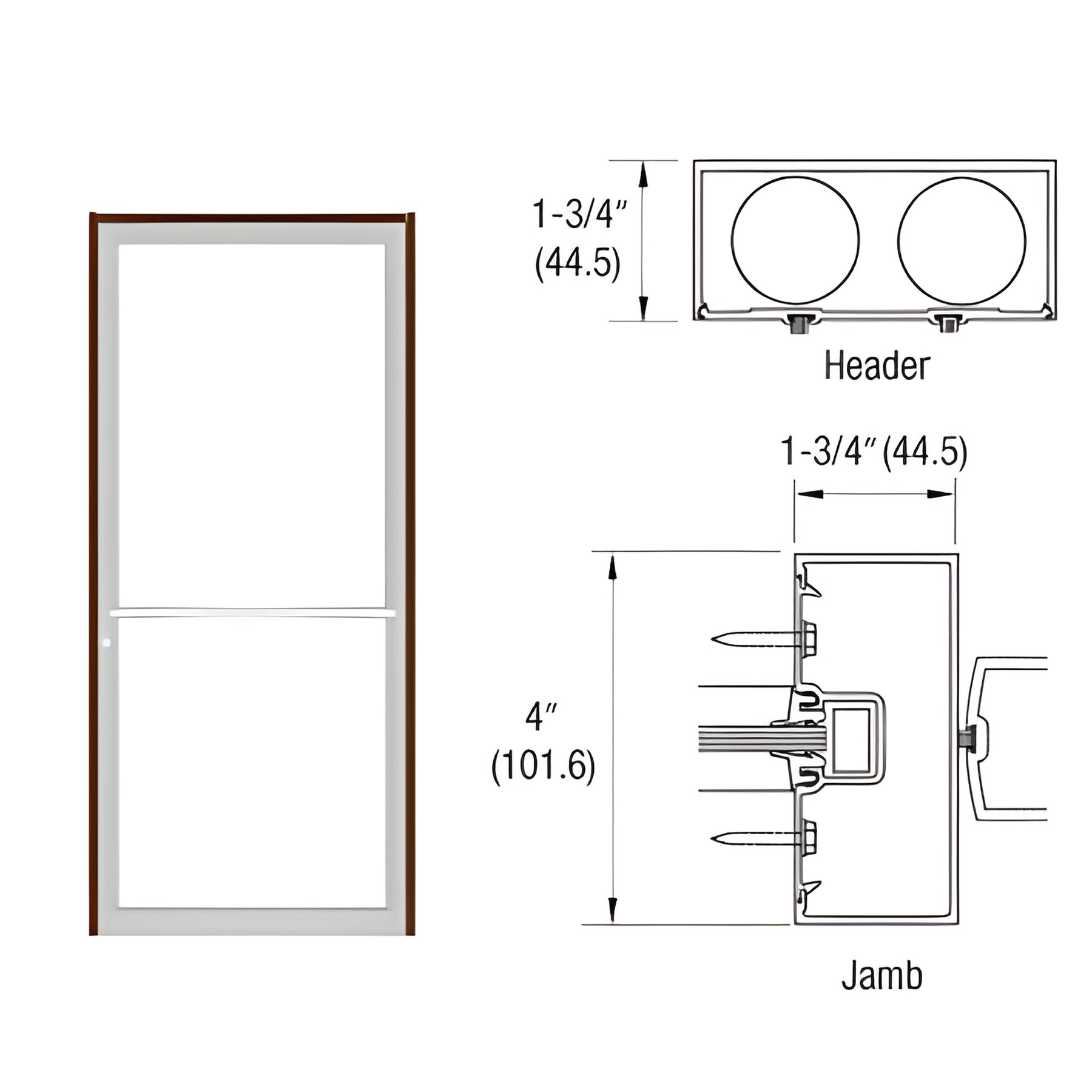CRL-U.S. Aluminum Bronze Black Anodized 1-3/4" x 4" 400 Series Up and Over Single Door Frame