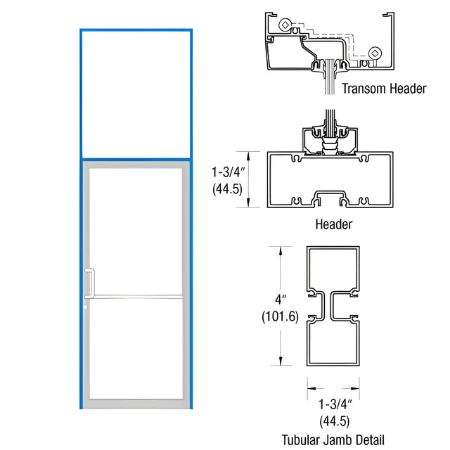 CRL-U.S. Aluminum Bronze Black Anodized 39-1/2" x 126" 400 Series Right Hand Transom Frame for Offset Pivot Using Surface Mount Closer
