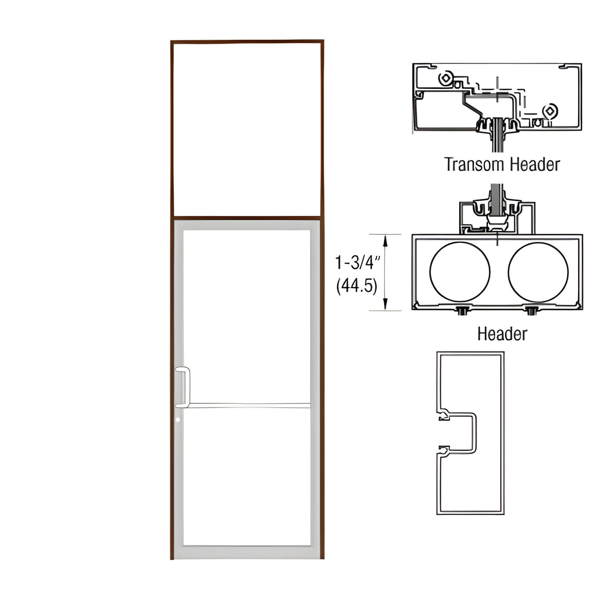 CRL-U.S. Aluminum Bronze Black Anodized 39-1/2" x 126" Blank 451 Transom Single Door Frame