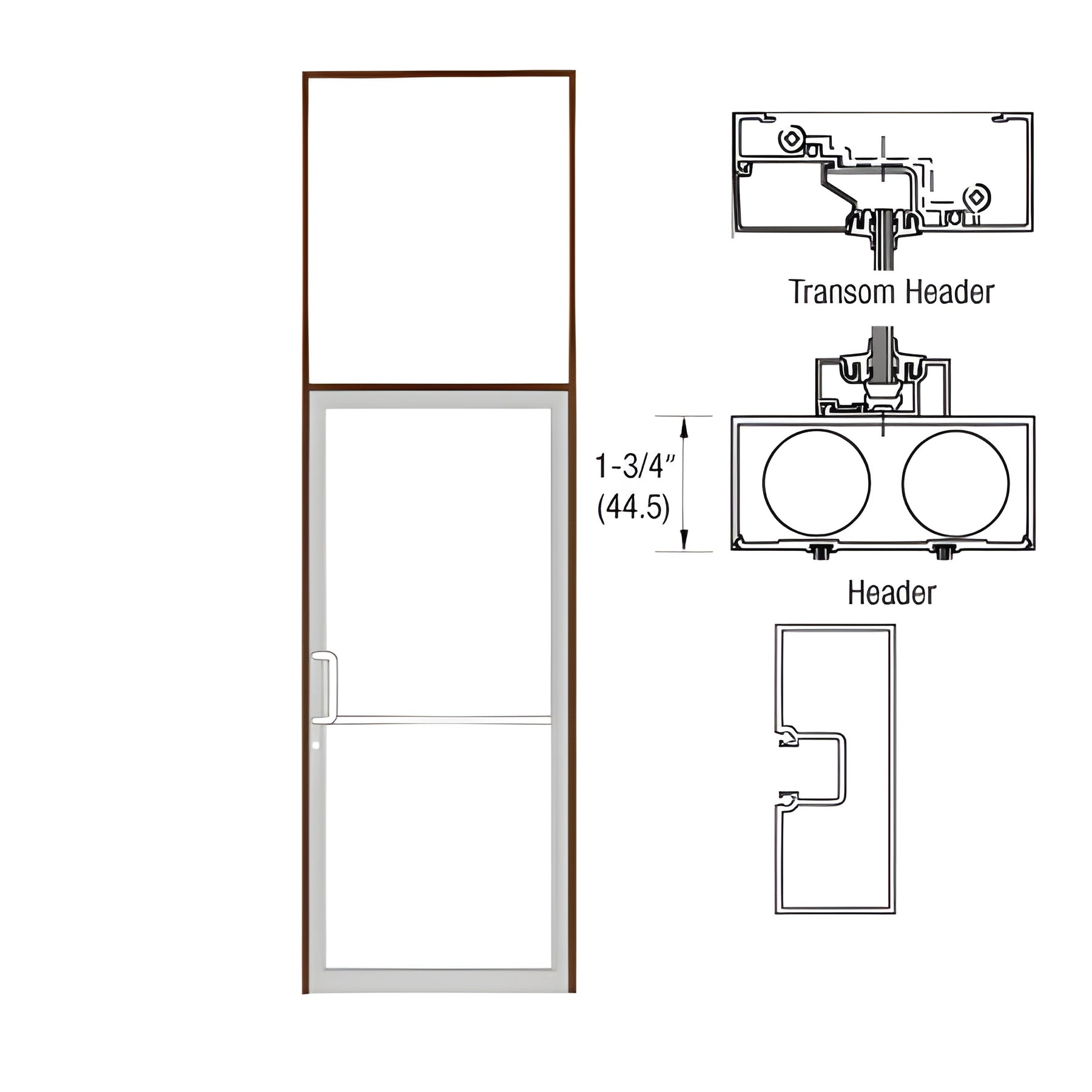 CRL-U.S. Aluminum Bronze Black Anodized 39-1/2" x 126" Blank 451 Transom Single Door Frame