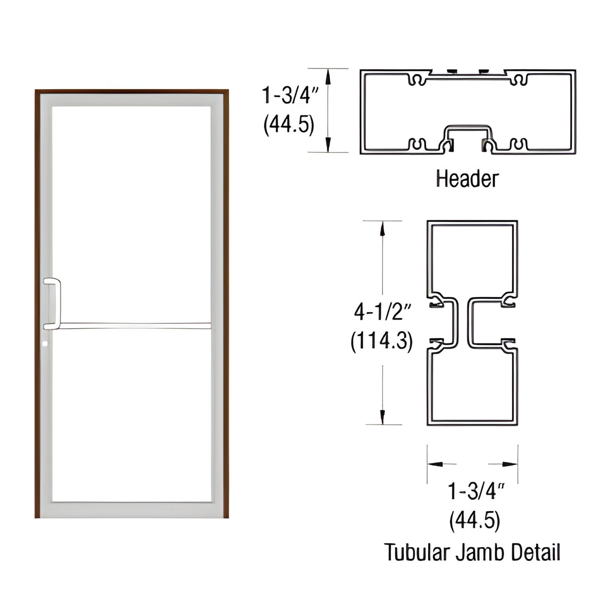 CRL-U.S. Aluminum Bronze Black Anodized 39-1/2" x 85-3/4" Series 450 Tubular Offset Pivot Up and Over Frame Complete (1F)