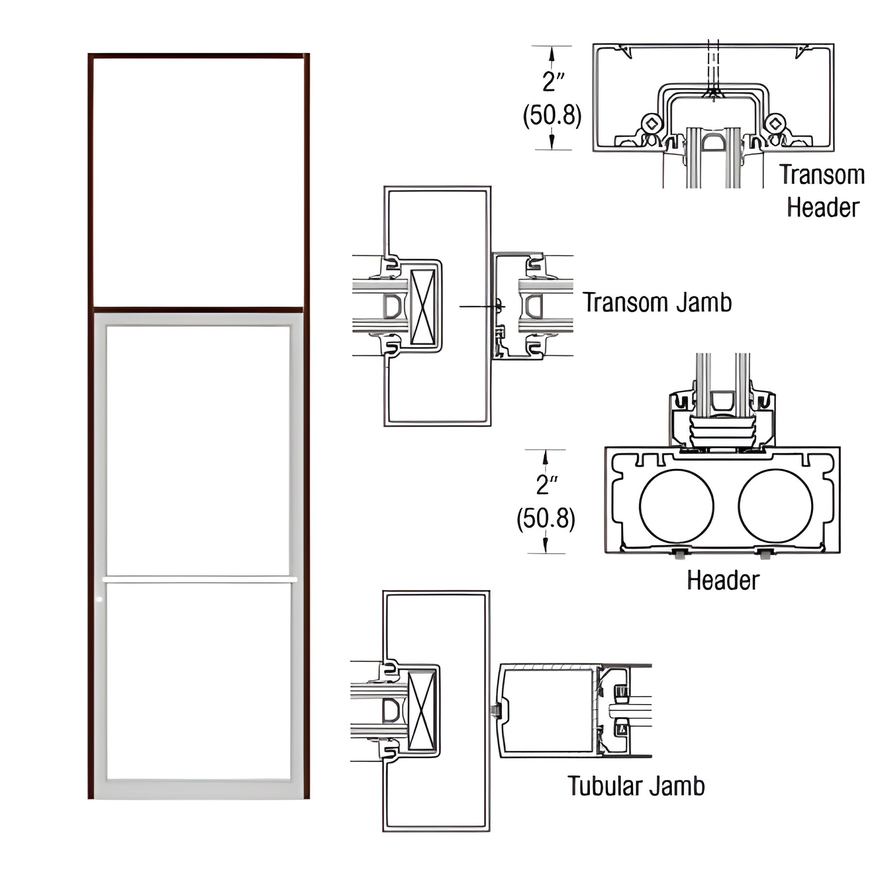 CRL-U.S. Aluminum Bronze Black Anodized 40" x 126" 451 Series Transom Single Door Frame for Center Hung OHCC