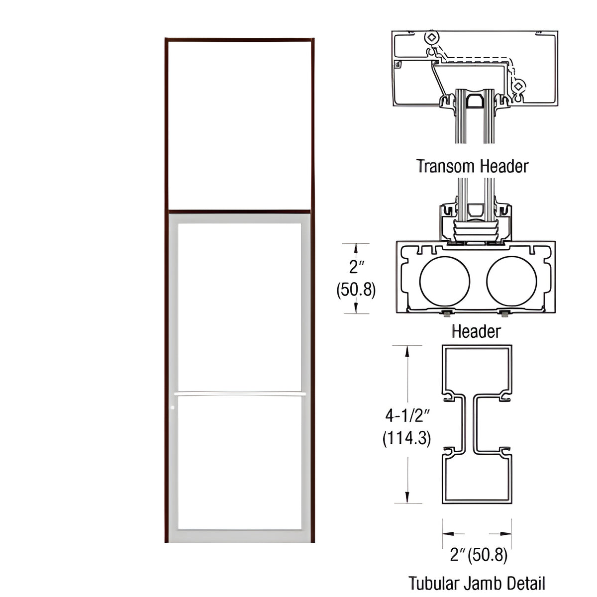 CRL-U.S. Aluminum Bronze Black Anodized 40" x 126" Series 451 Tubular Center Hung Transom Frame Complete (1FT)