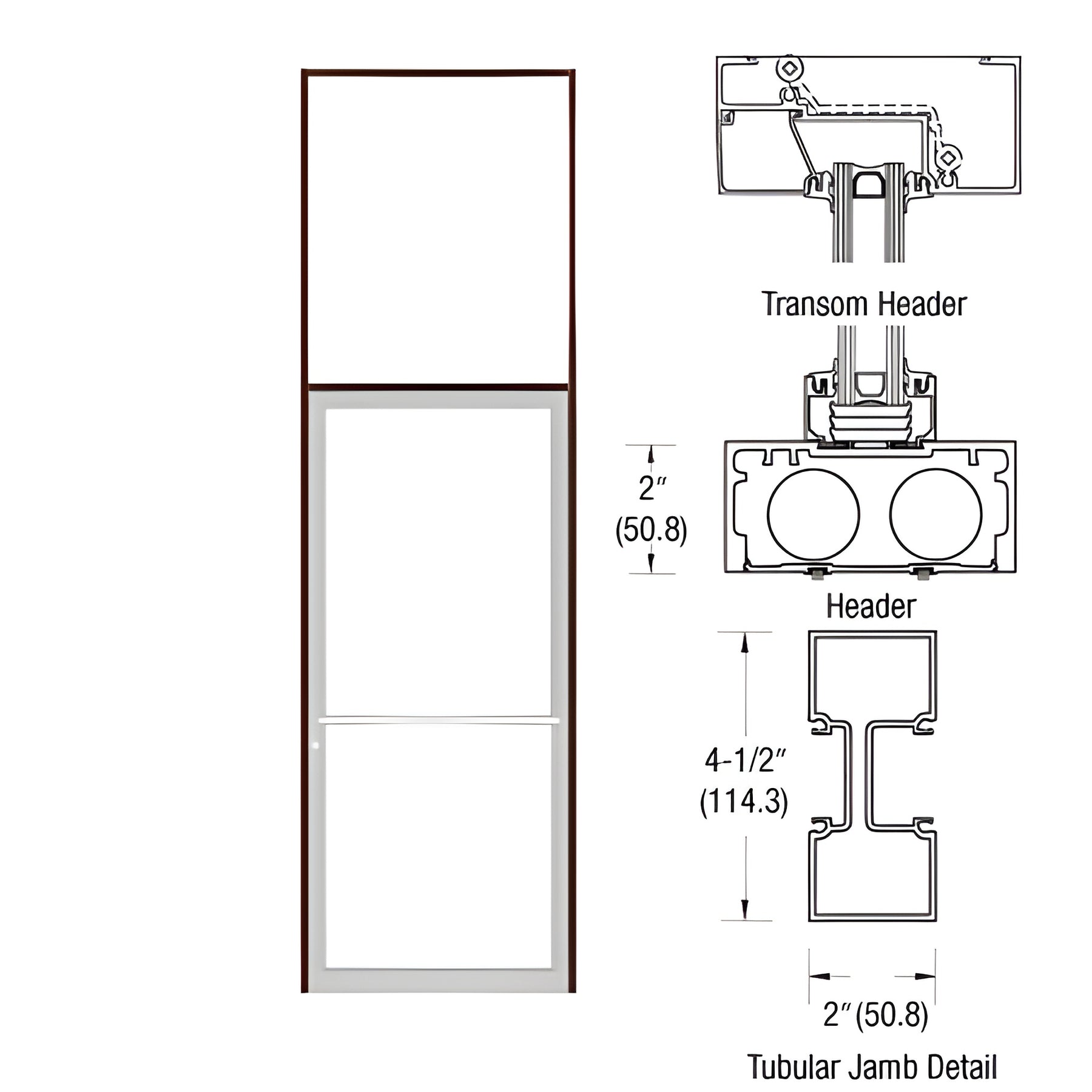CRL-U.S. Aluminum Bronze Black Anodized 40" x 126" Series 451 Tubular Center Hung Transom Frame Complete (1FT)