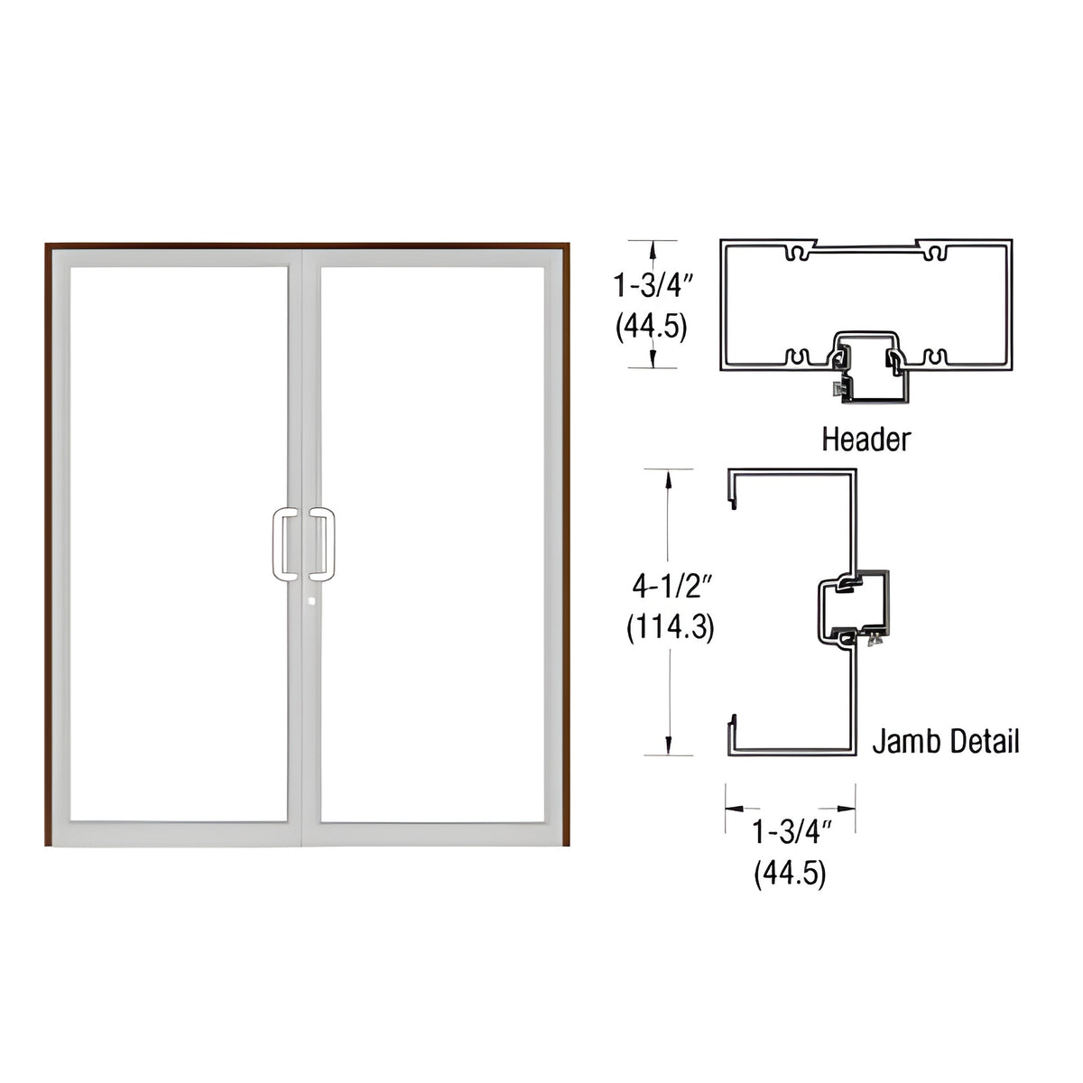 CRL-U.S. Aluminum Bronze Black Anodized 75-1/2" x 85-3/4" Series 450 Open Back Butt Hinge Up and Over Frame Complete (2F)