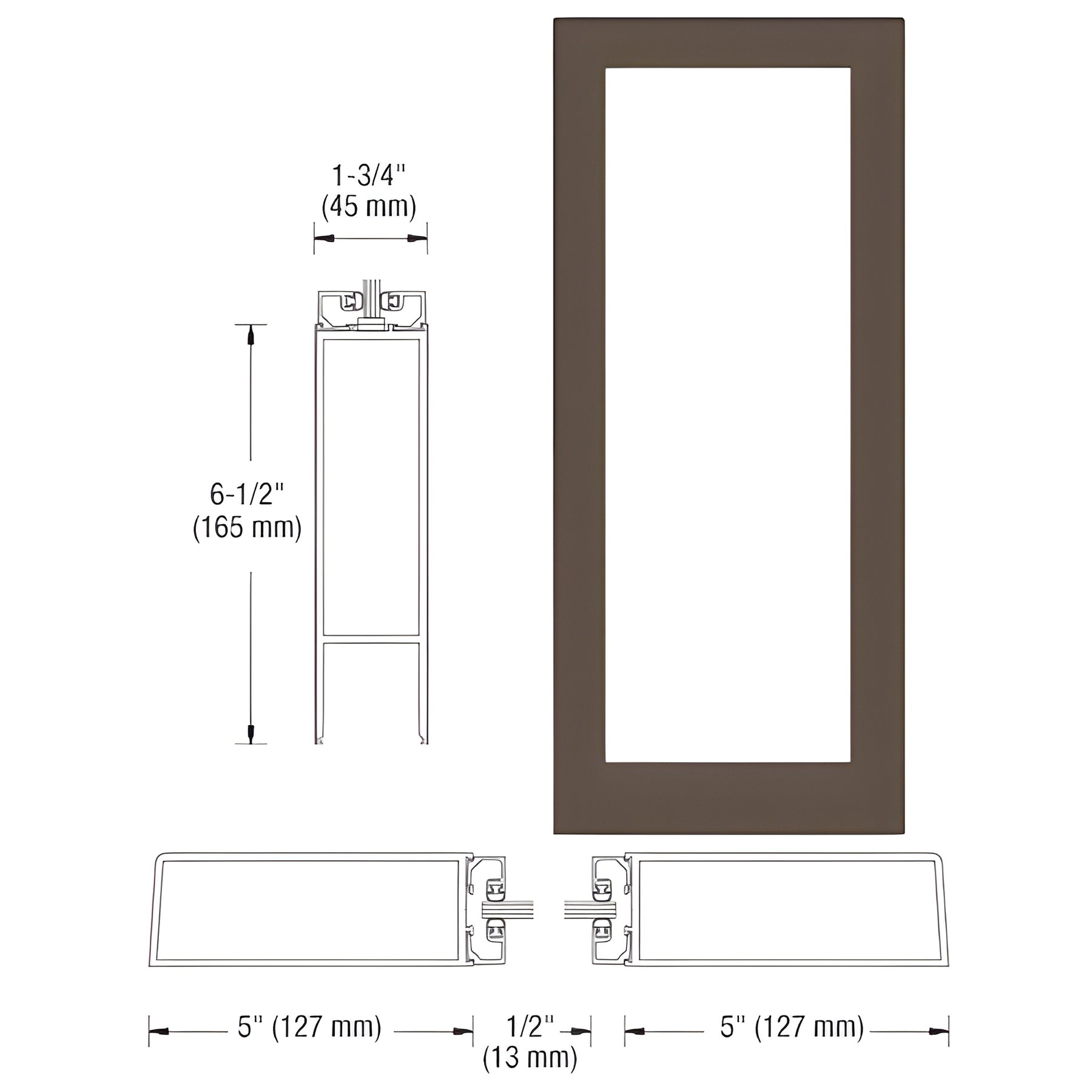 CRL-U.S. Aluminum Bronze Black Anodized Custom Size Single Blank 550 Wide Offset Hung Entrance Door - No Prep