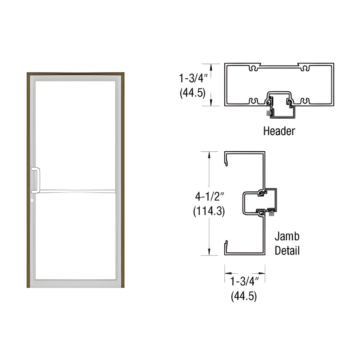 CRL-U.S. Aluminum Bronze Black Anodized Custom Sized Series 450 Open Back Butt Hinge Up and Over Frame Complete (1F)
