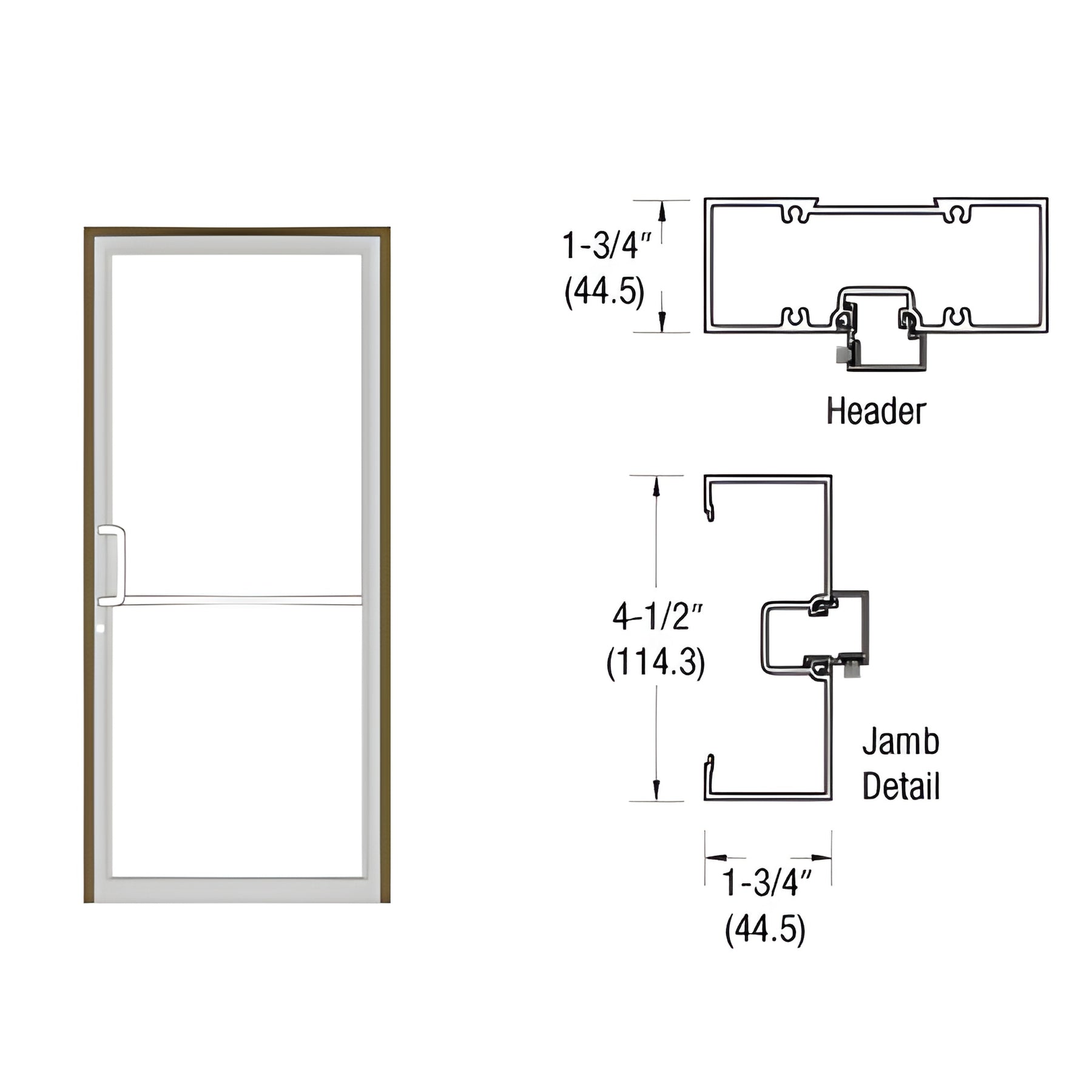 CRL-U.S. Aluminum Bronze Black Anodized Custom Sized Series 450 Open Back Butt Hinge Up and Over Frame Complete (1F)