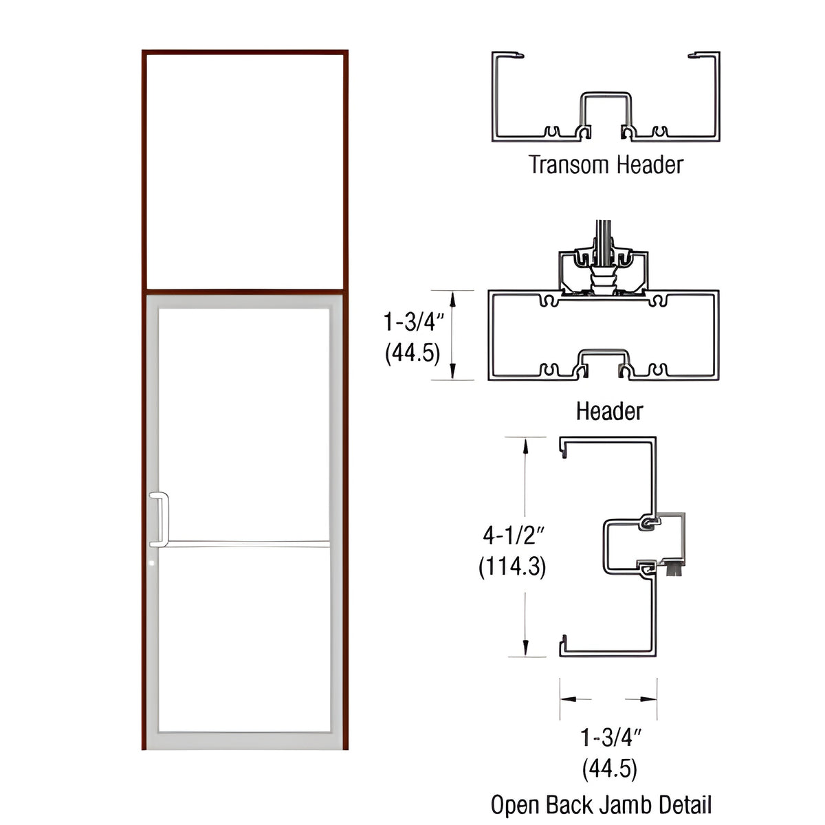 CRL-U.S. Aluminum Bronze Black Anodized Custom Sized Series 450 Open Back Offset Pivot Transom Frame Complete (1FT)