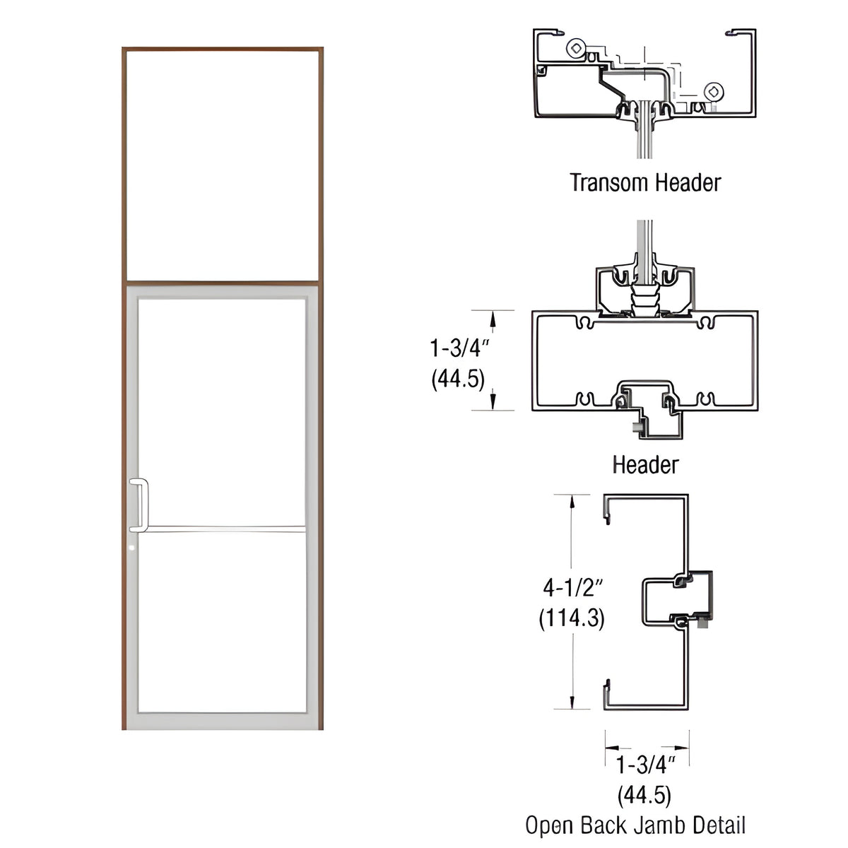 CRL-U.S. Aluminum Bronze Black Anodized Custom Sized Series 450 Open Back Gear Hinge Transom Frame Complete (1FT)