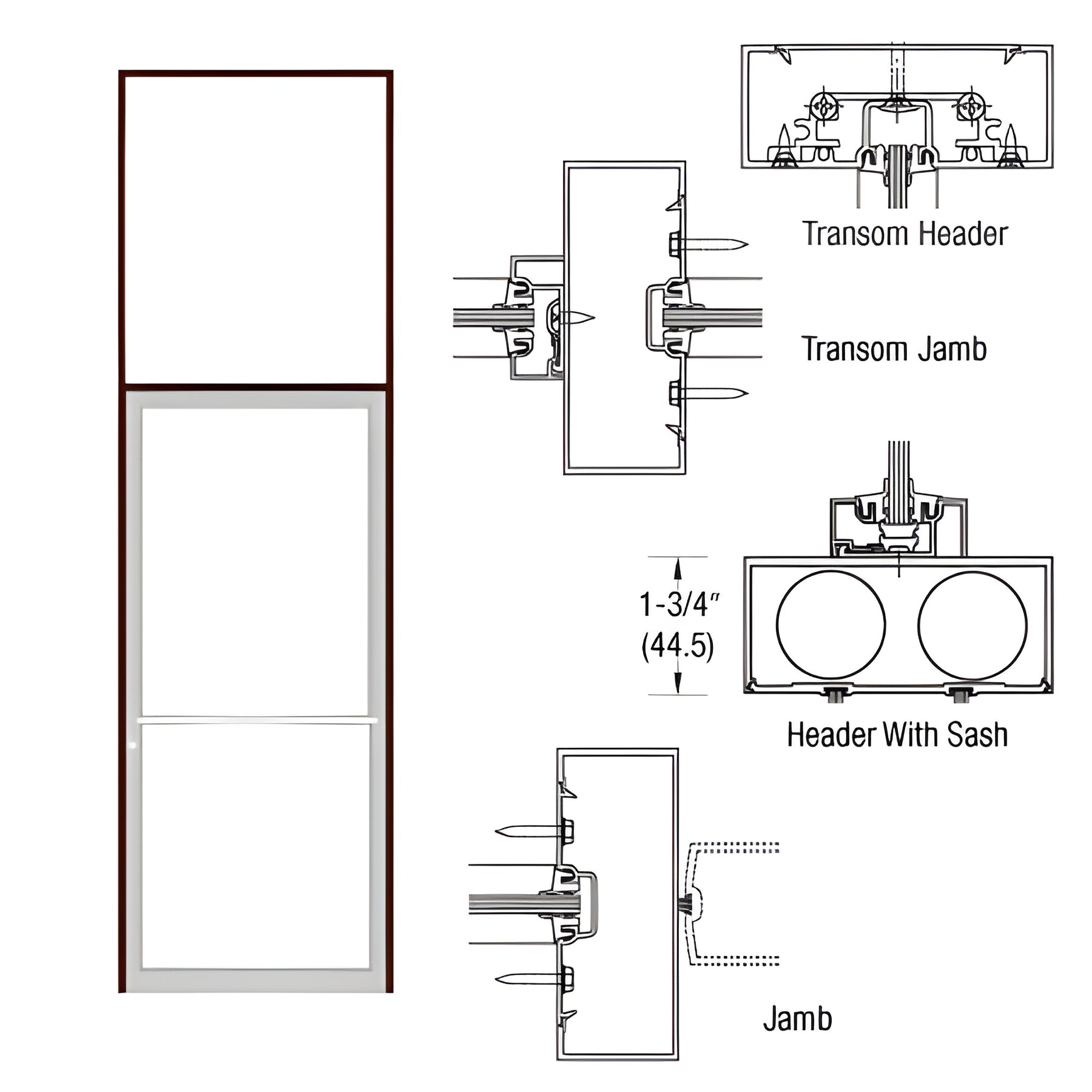 CRL-U.S. Aluminum Bronze Black Anodized Custom Sized Series 450 Transom Single Door Frame