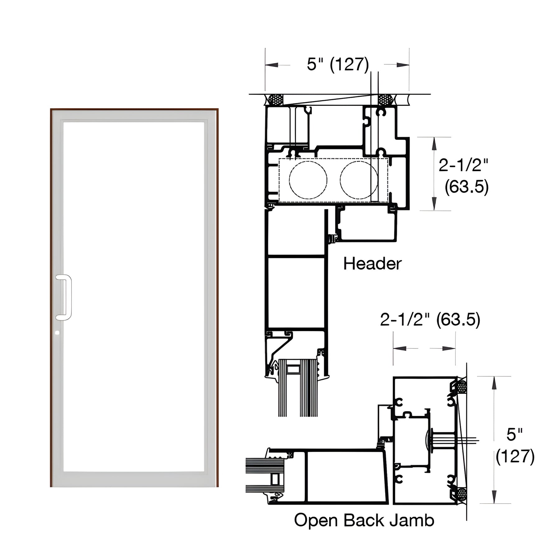 CRL-U.S. Aluminum Bronze Black Anodized IG600 Series Custom Up/Over Door Frame for Butt Hinge, and Overhead Concealed Closer