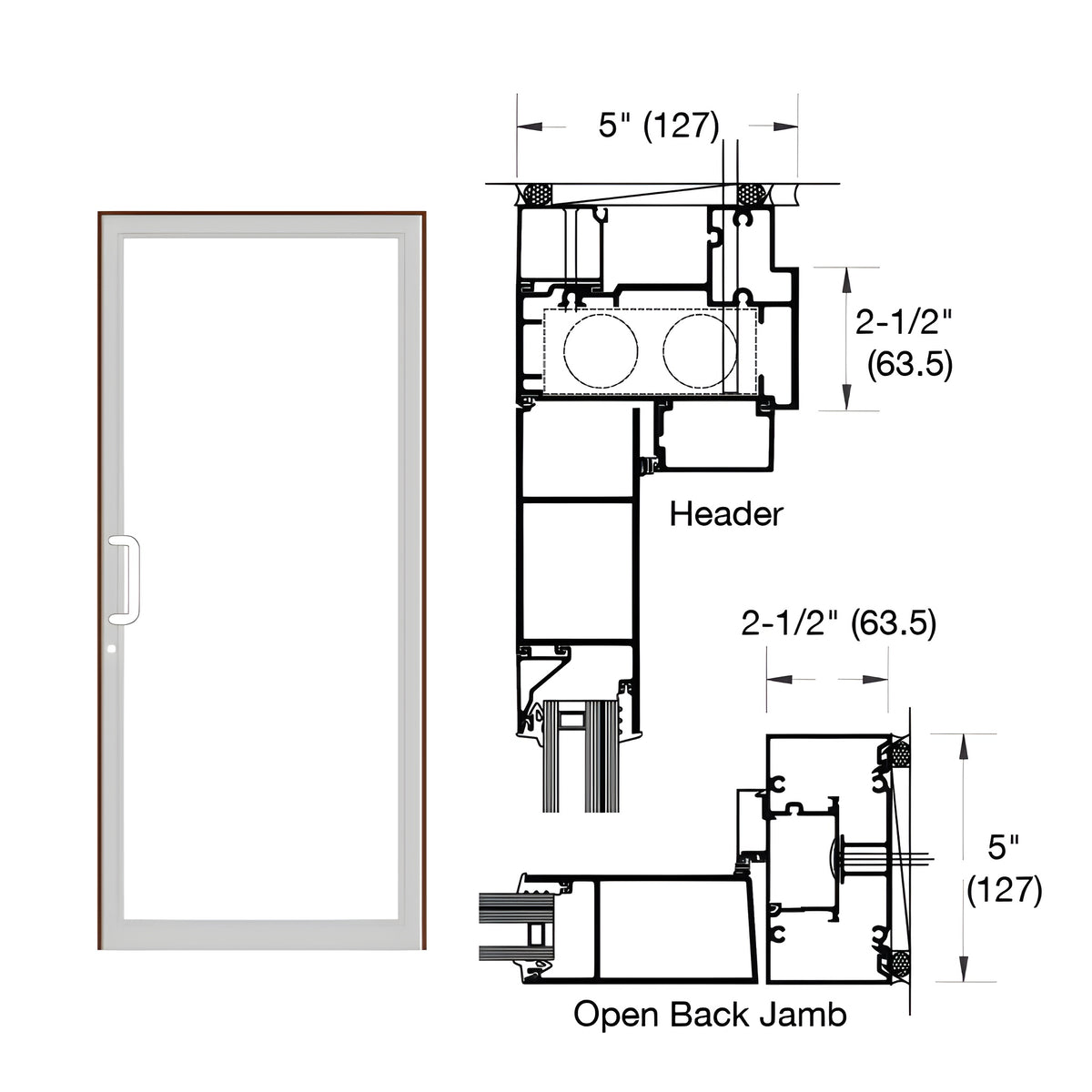CRL-U.S. Aluminum Bronze Black Anodized IG600 Series Custom Up/Over Door Frame for Geared Hinged and Overhead Concealed Closer