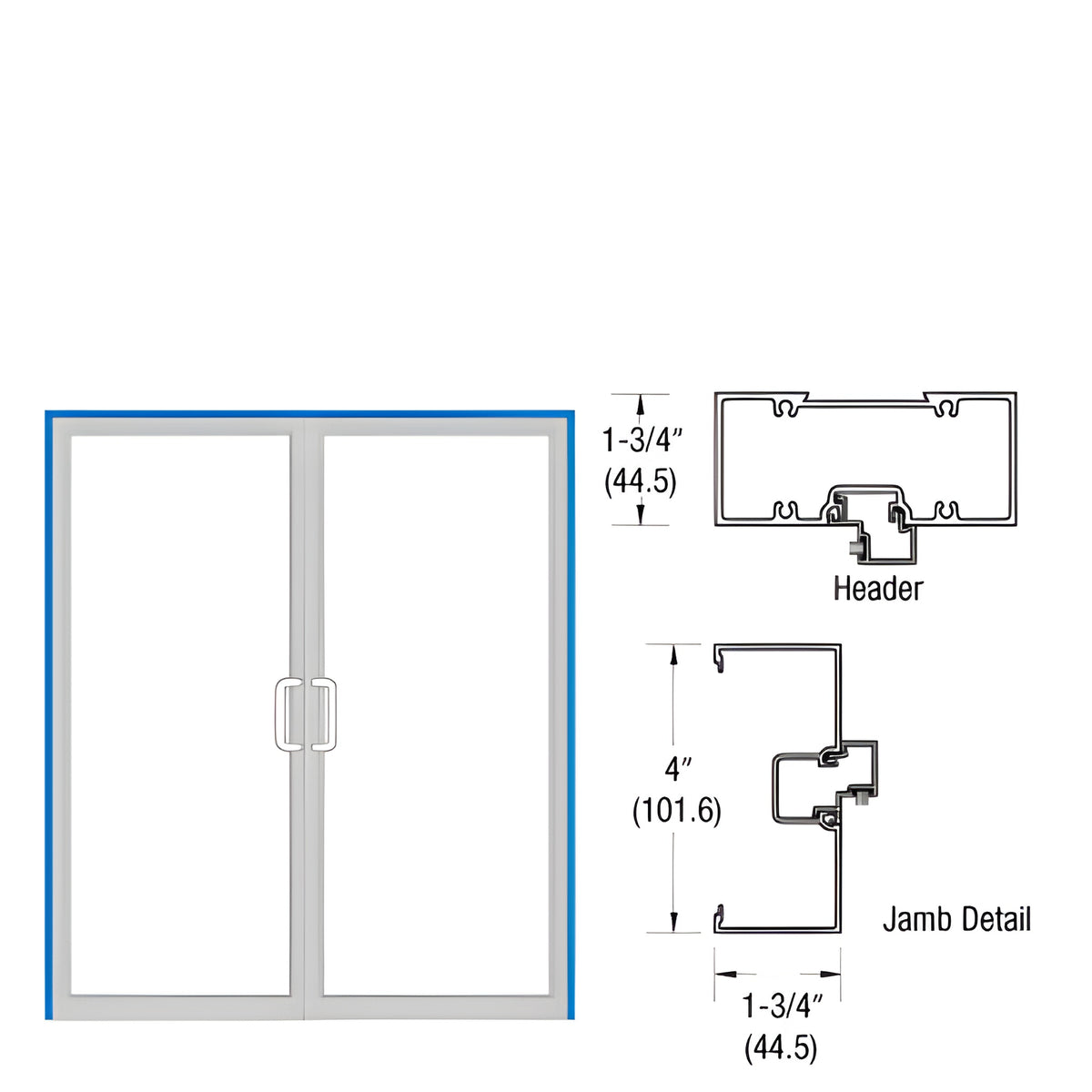 CRL-U.S. Aluminum Bronze Black Anodized Open Back Up and Over Frame for Pair of Doors Offset Pivoted Using Surface Closers