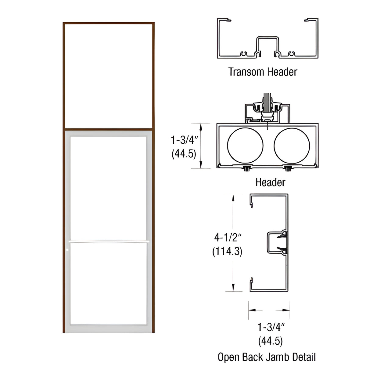 CRL-U.S. Aluminum Bronze Black Anodized Series 451 Transom Frame for a Single Door