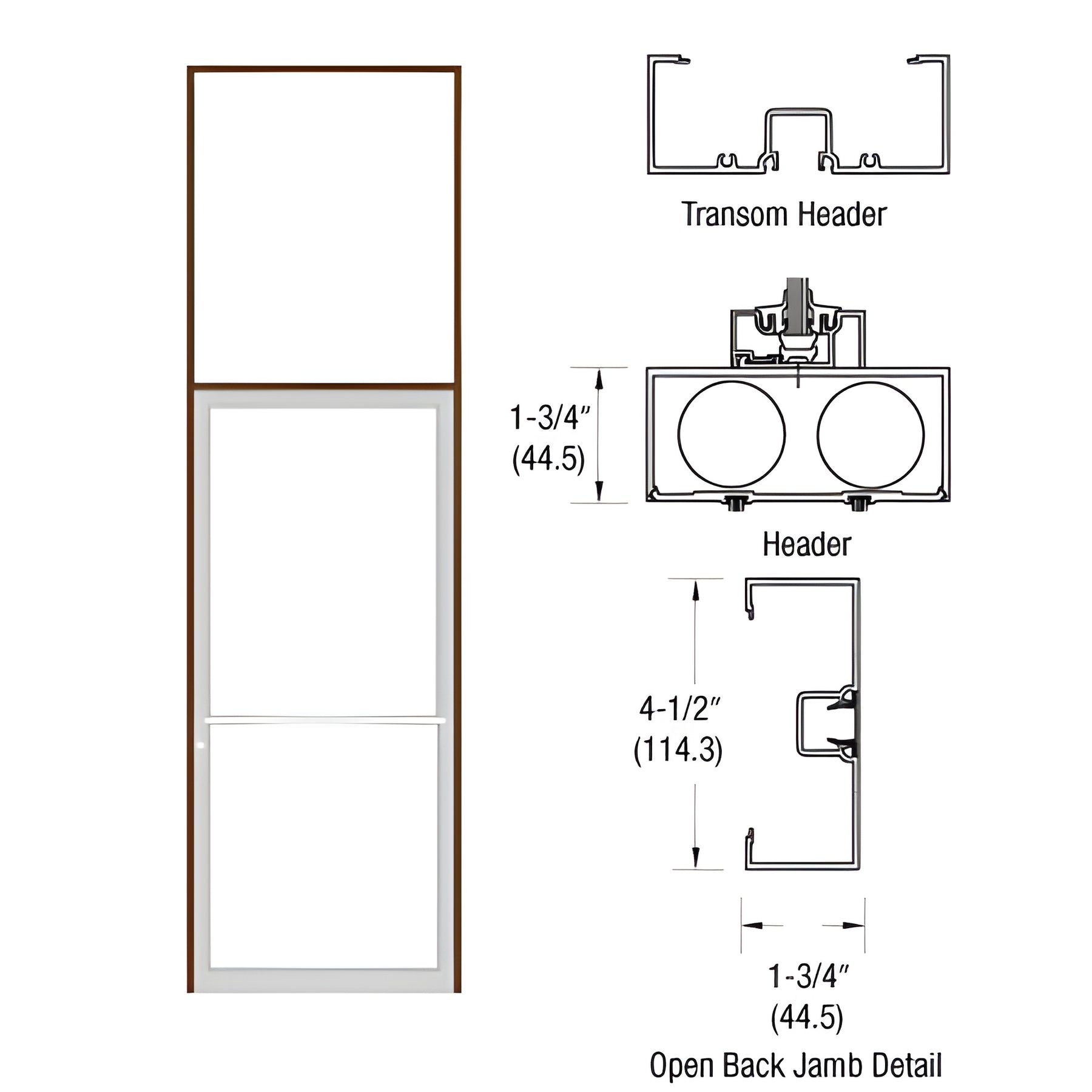 CRL-U.S. Aluminum Bronze Black Anodized Series 451 Transom Frame for a Single Door