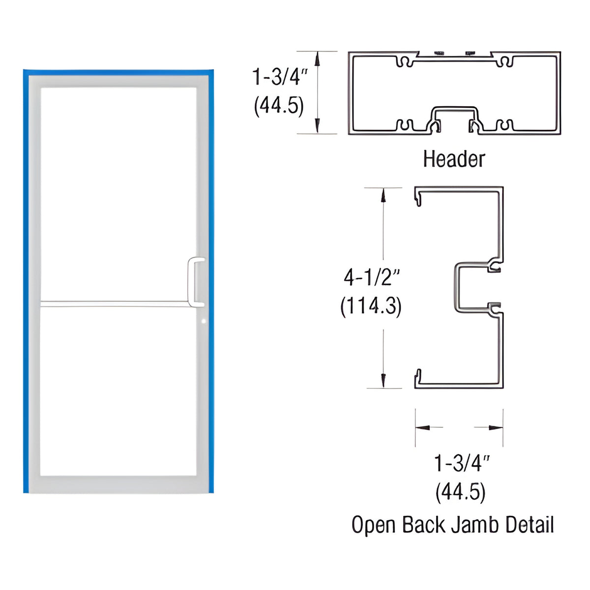 CRL-U.S. Aluminum Bronze Black Anodized Single Door 39-1/2" x 85-3/4" 450 Series Single Acting Right Hand Up and Over Frame
