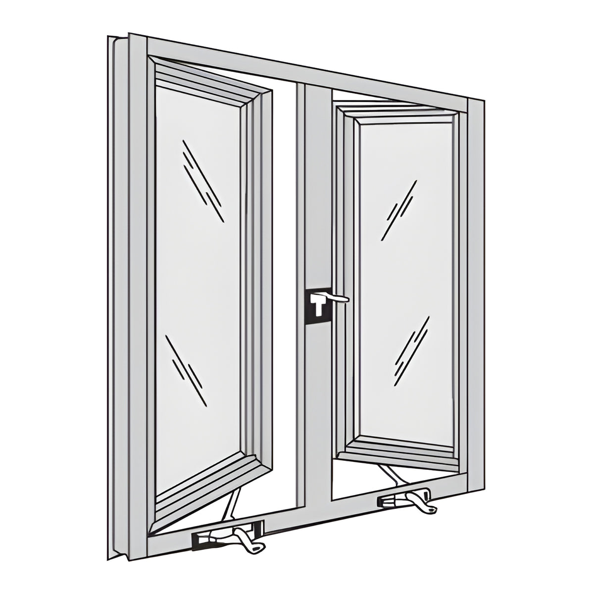 CRL-U.S. Aluminum Class I Bronze Anodized 7300 Series Double Out-Swing Casement Window for 1" Glazing