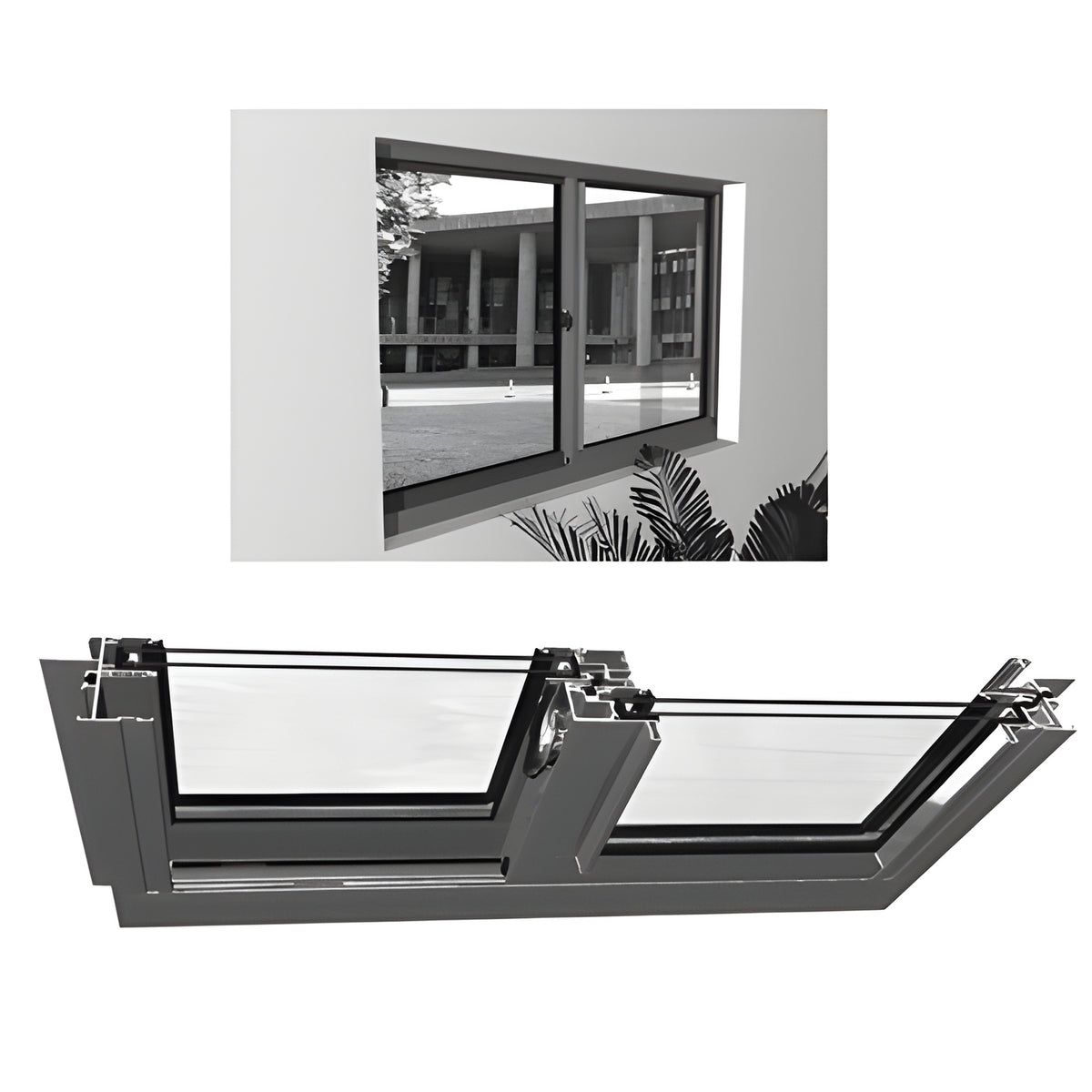 CRL-U.S. Aluminum Class I Bronze Anodized 8200 Series Horizontal Sliding Window for 1" Glazing