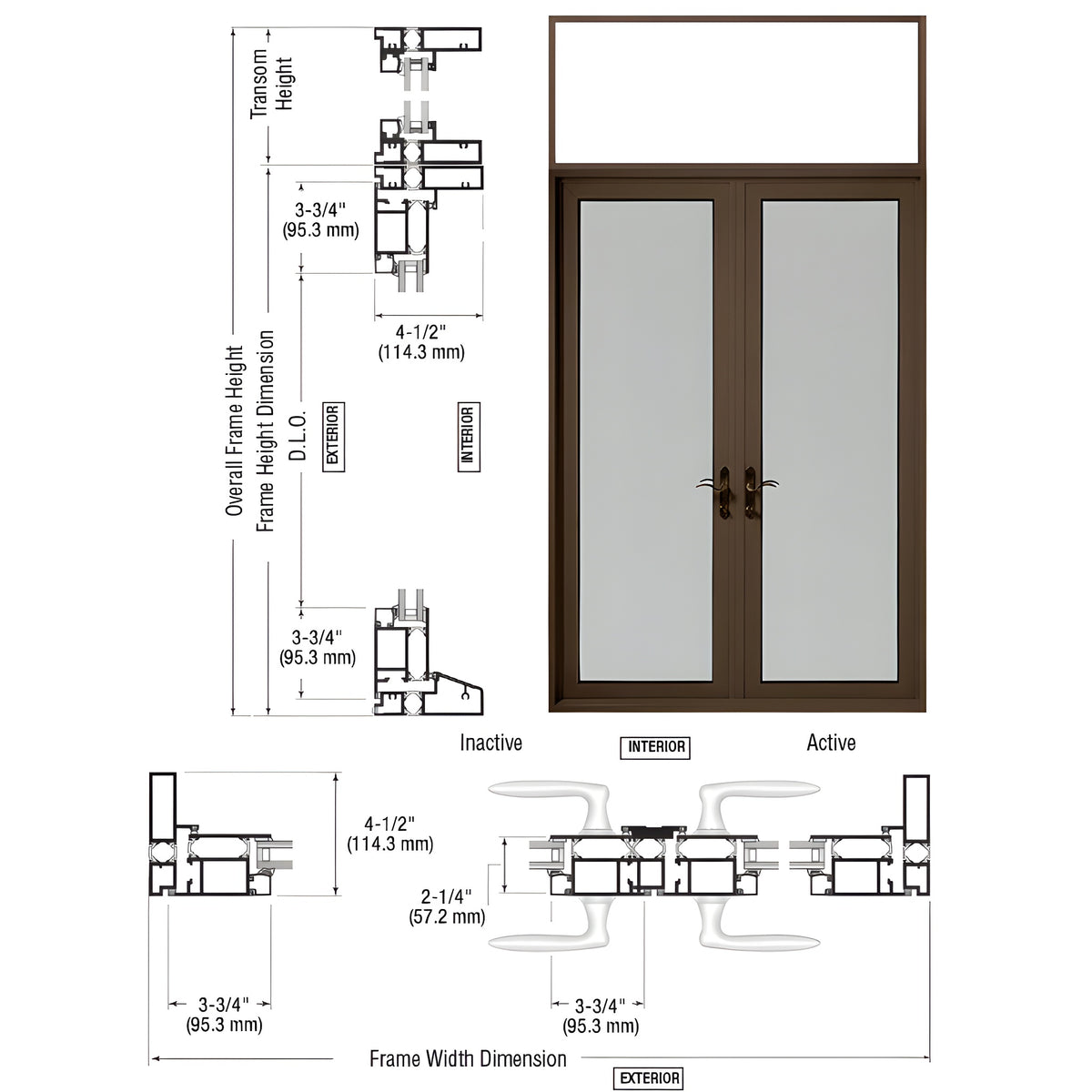 CRL-U.S. Aluminum Class I Bronze Black Anodized Series 900 Terrace Door Pair Swing Out