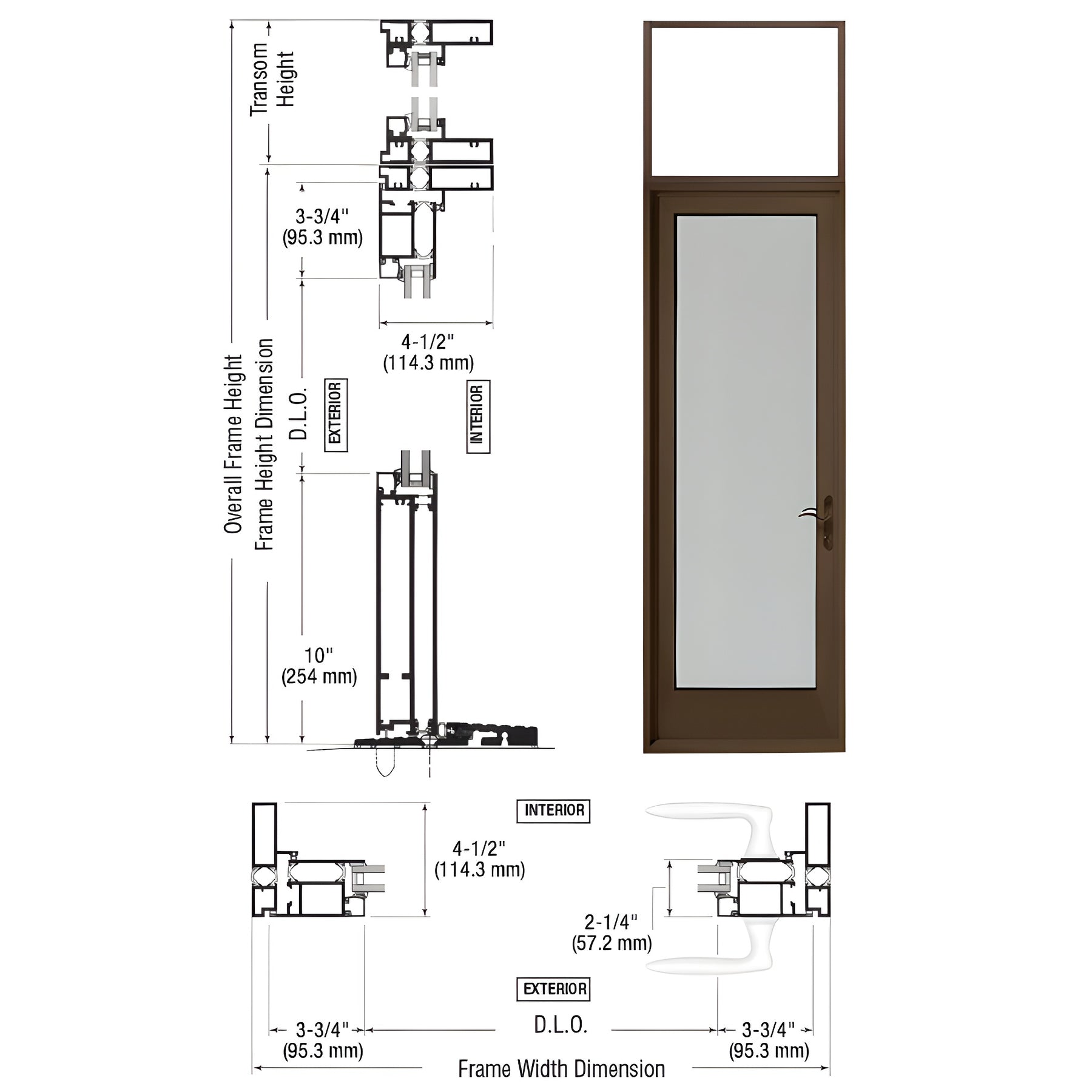 CRL-U.S. Aluminum Class I Bronze Black Anodized Series 925 Single Transom Patio Door Hinge Right Swing Out