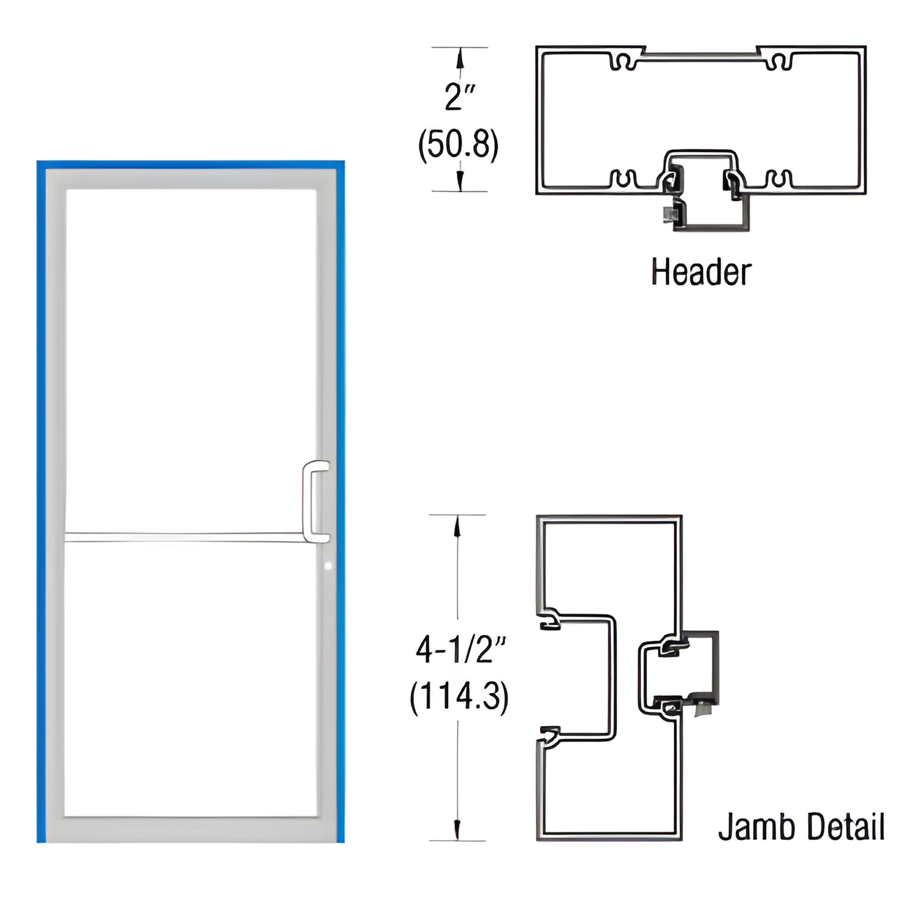 CRL-U.S. Aluminum Class I Dark Bronze/Black Anodized Class 1 40" x 86" 451 Series Right Hand Up and Over Single Door Frame