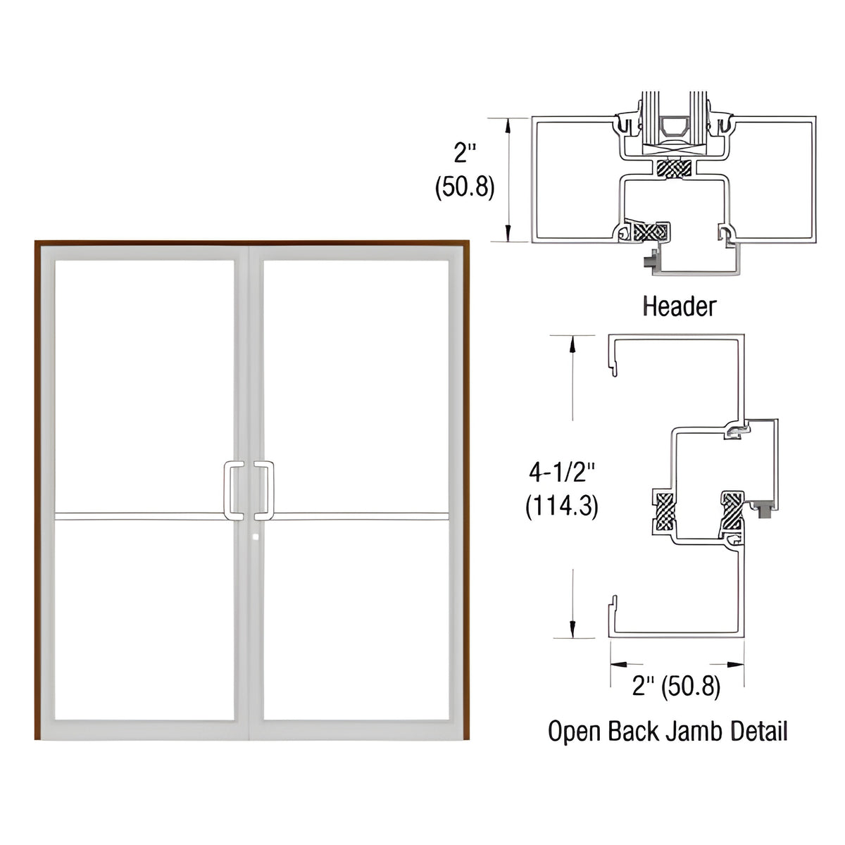 CRL-U.S. Aluminum Class I Dark Bronze/Black Anodized Class 1 Custom Size Series IT451 Open Back Offset Pivot Up and Over Frame Complete (2F)