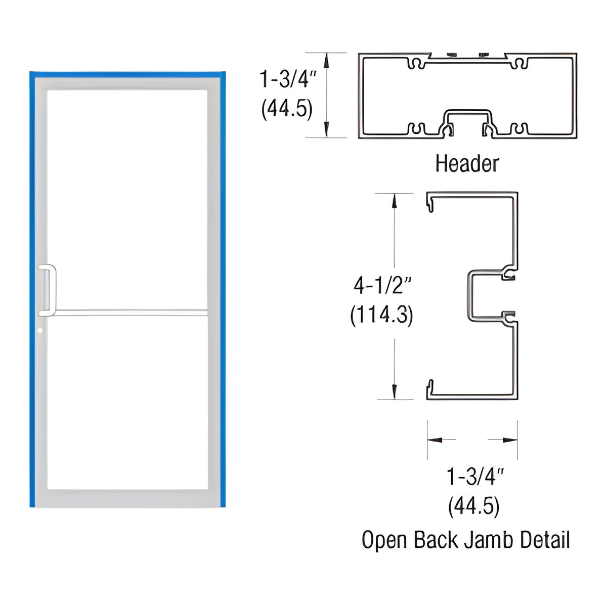 CRL-U.S. Aluminum Clear Anodized 39-1/2" x 85-3/4" Series 450 Left Hand Open Back Offset Pivot Up and Over Frame Complete (1F)
